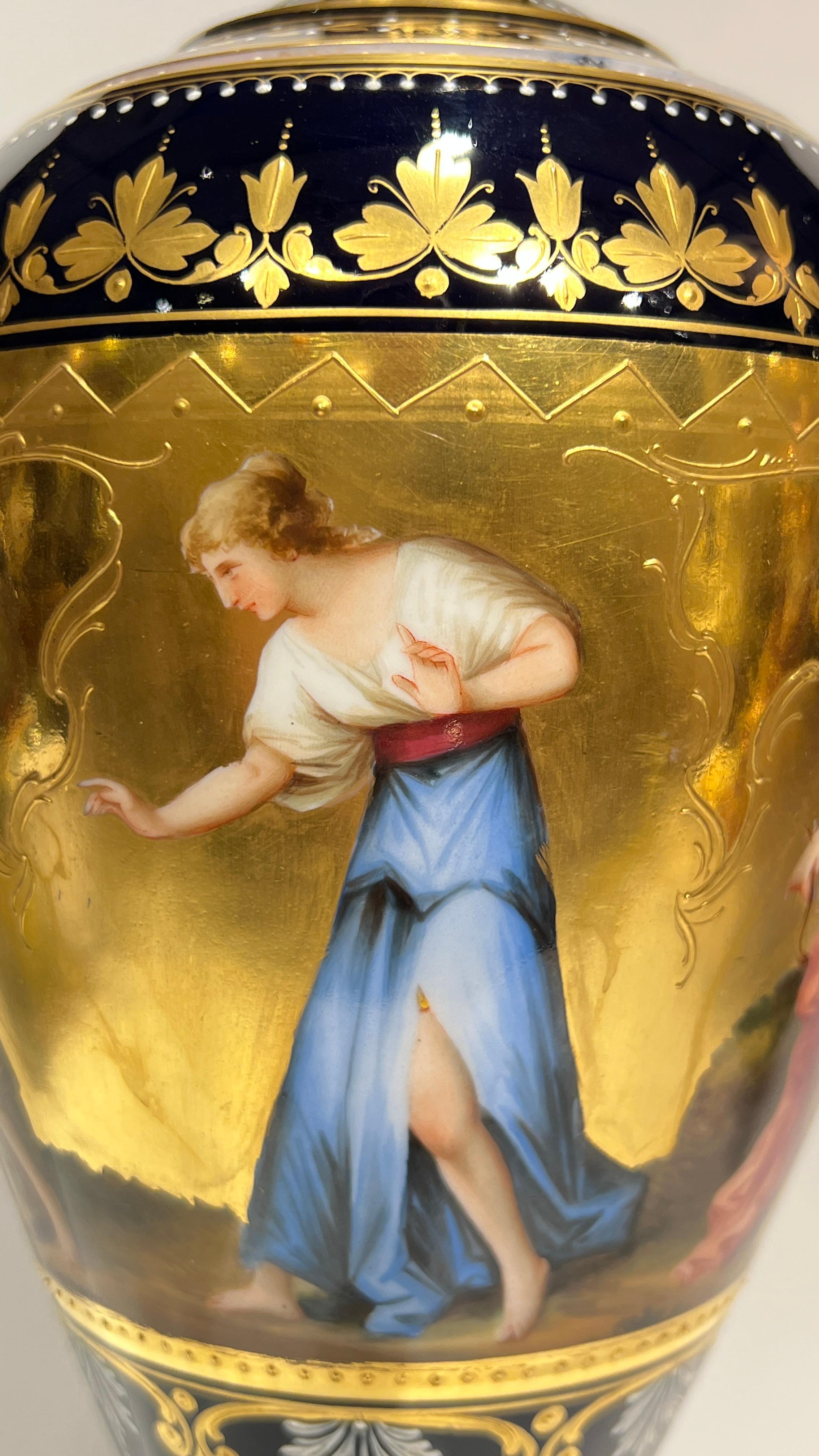Porcelaine Paire de vases exceptionnels en porcelaine Royal Vienna Porcelain du 19e siècle en vente