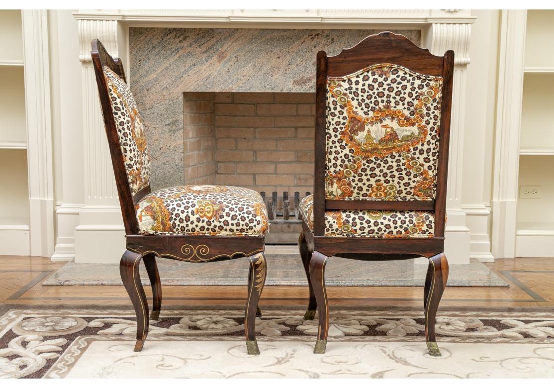 Pair Exceptional Antique Boulle Inlaid Side Chairs For Sale 4