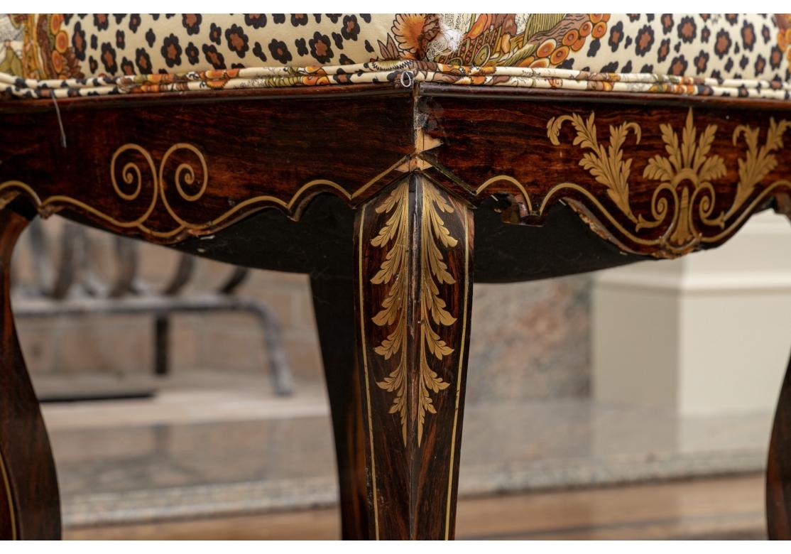 Brass Pair Exceptional Antique Boulle Inlaid Side Chairs For Sale