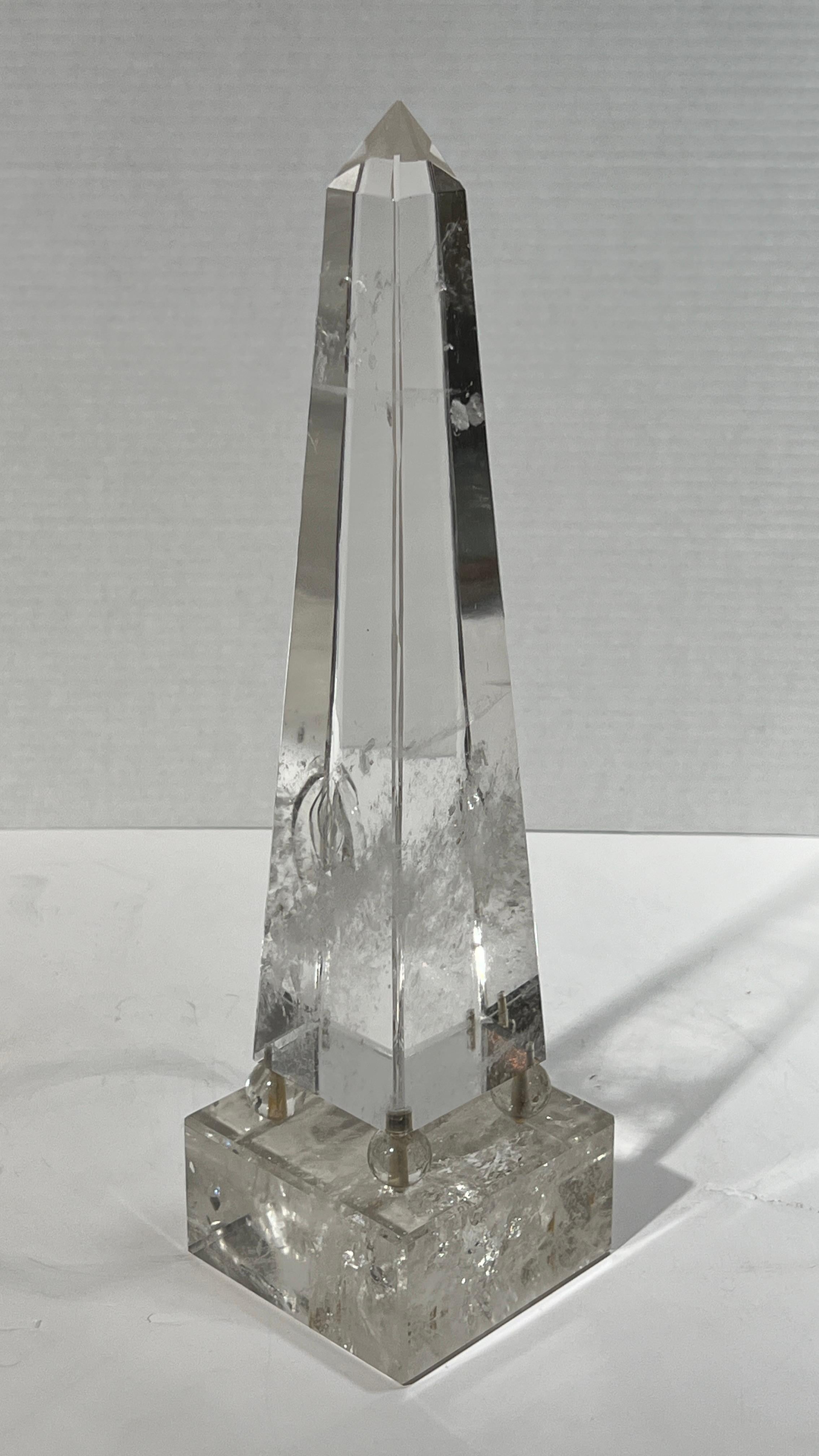Pair Exceptional Art Deco  Rock Crystal Obelisks For Sale 5