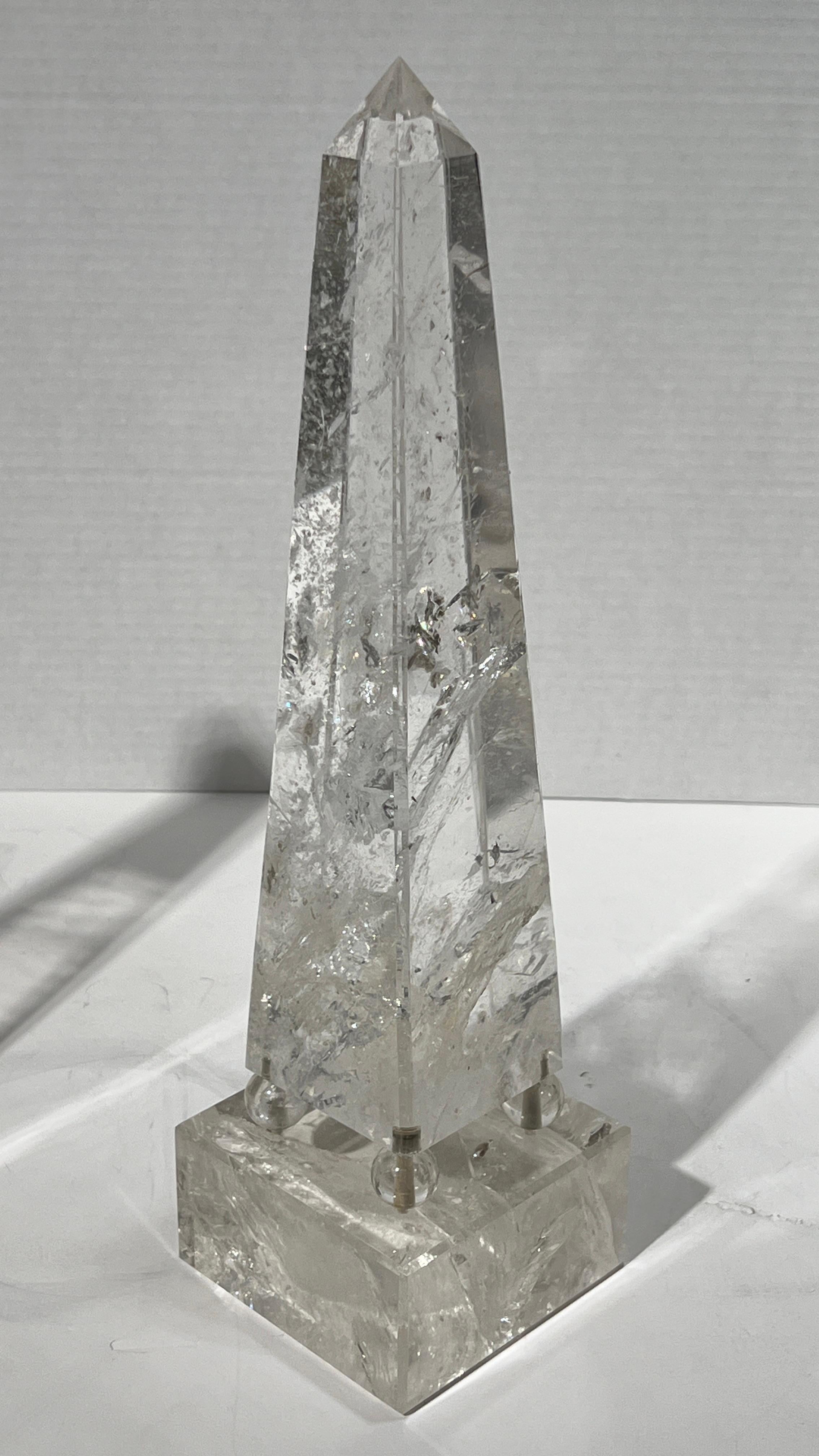 Pair Exceptional Art Deco  Rock Crystal Obelisks For Sale 6