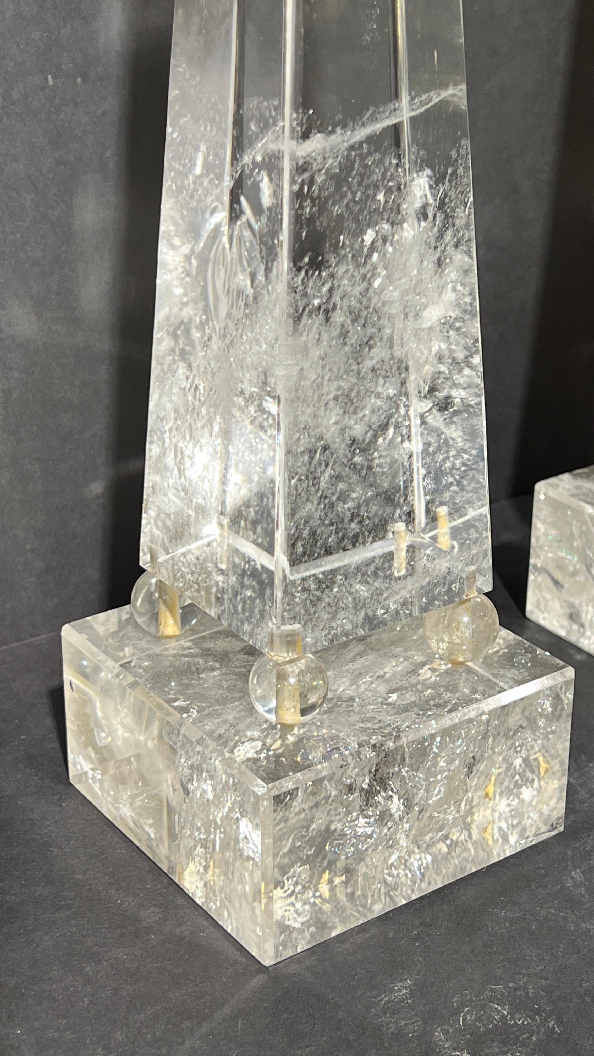 Paire d'exceptionnels objets Art Déco  Obélisques - Cristal de roche en vente 13