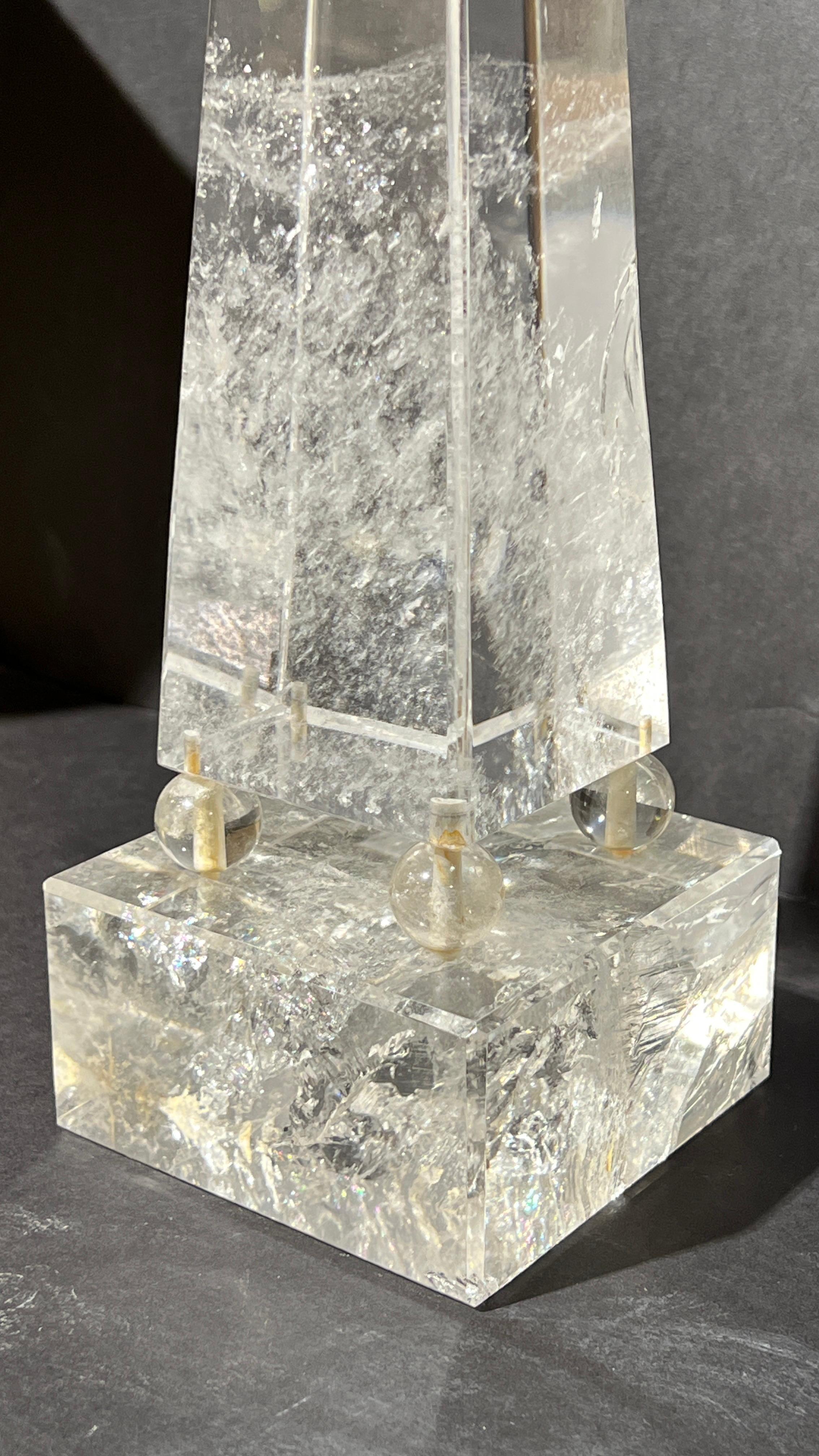 Paire d'exceptionnels objets Art Déco  Obélisques - Cristal de roche en vente 15