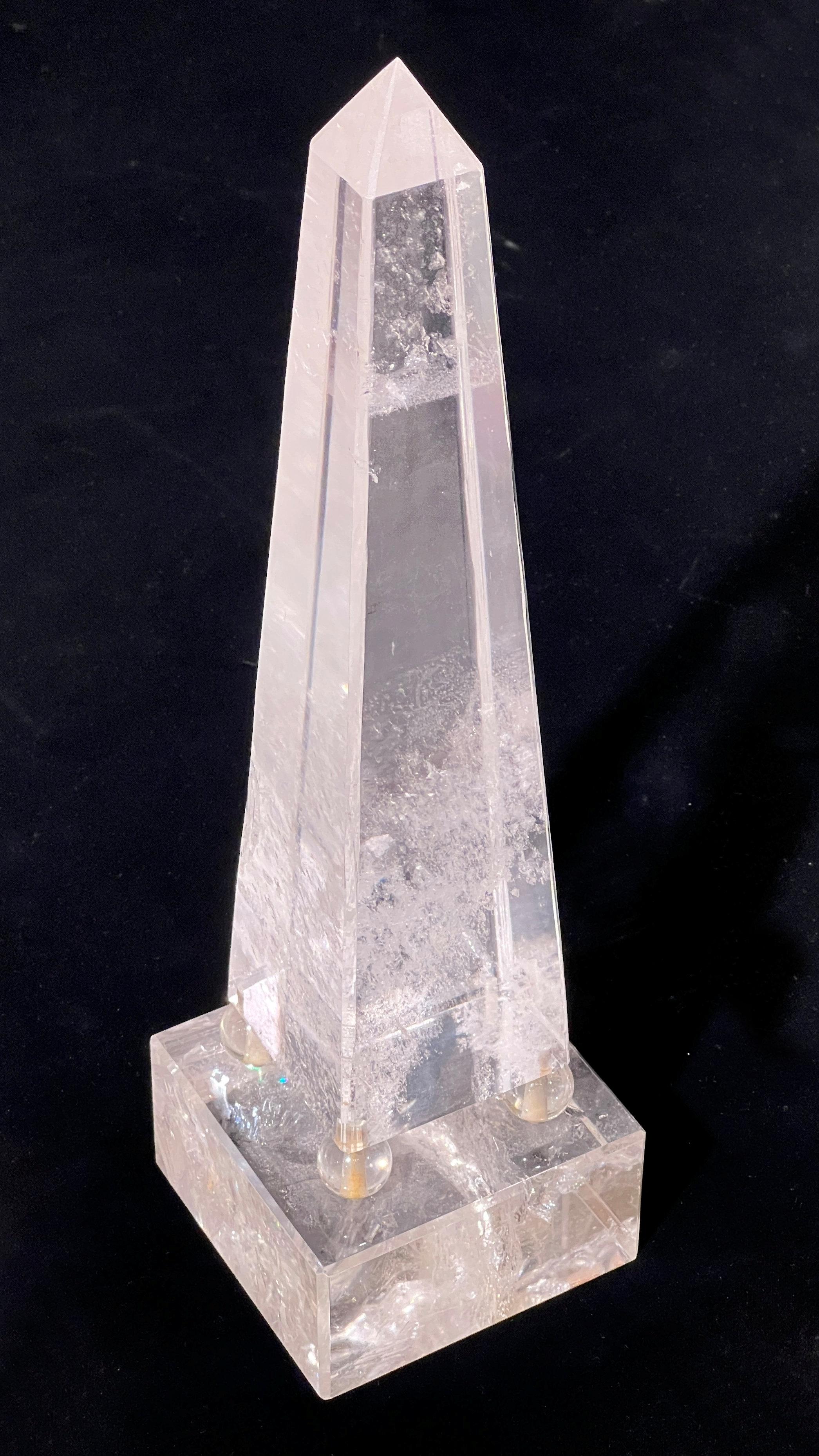 19th Century Pair Exceptional Art Deco  Rock Crystal Obelisks For Sale