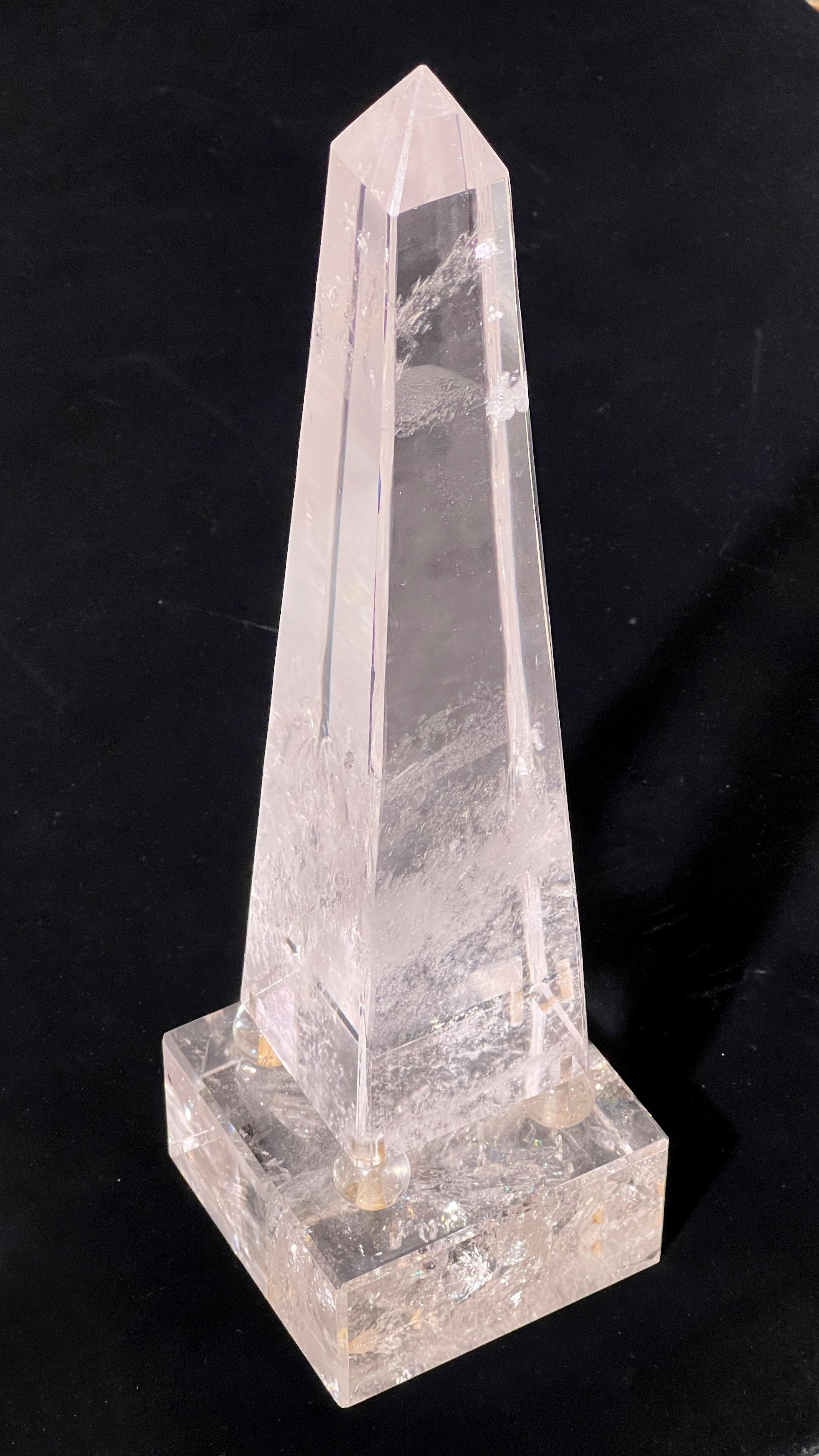 Pair Exceptional Art Deco  Rock Crystal Obelisks For Sale 1