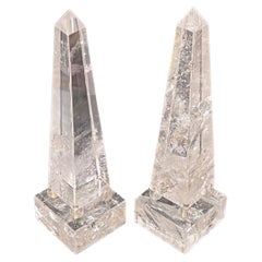 Antique Pair Exceptional Art Deco  Rock Crystal Obelisks