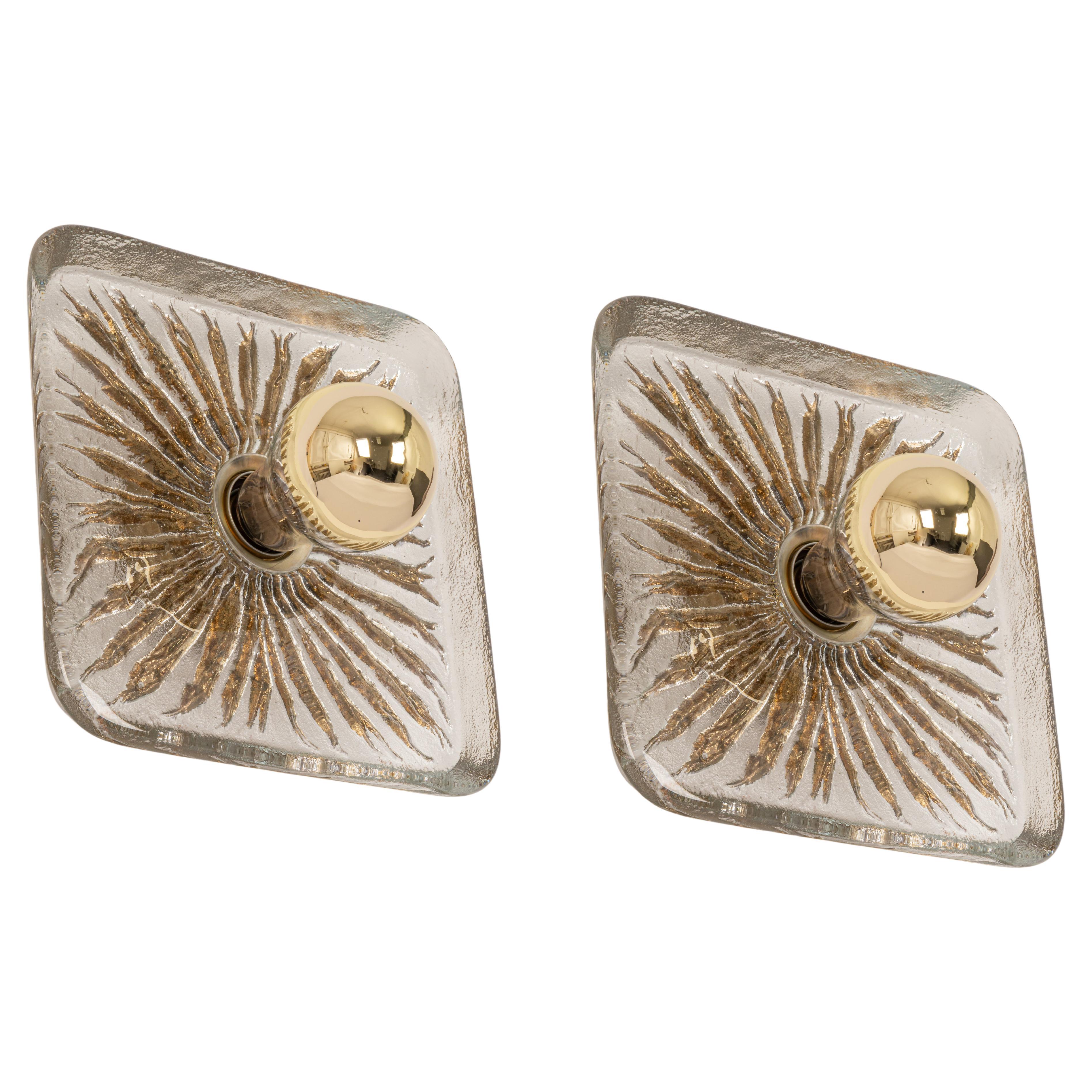 Pair Exclusive Sputnik Crystal Glass Wall Sconce by Peill 
Putzler, Germany