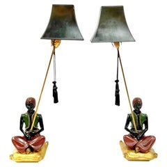 Pair Exotic Arabian Genie Table Lamps