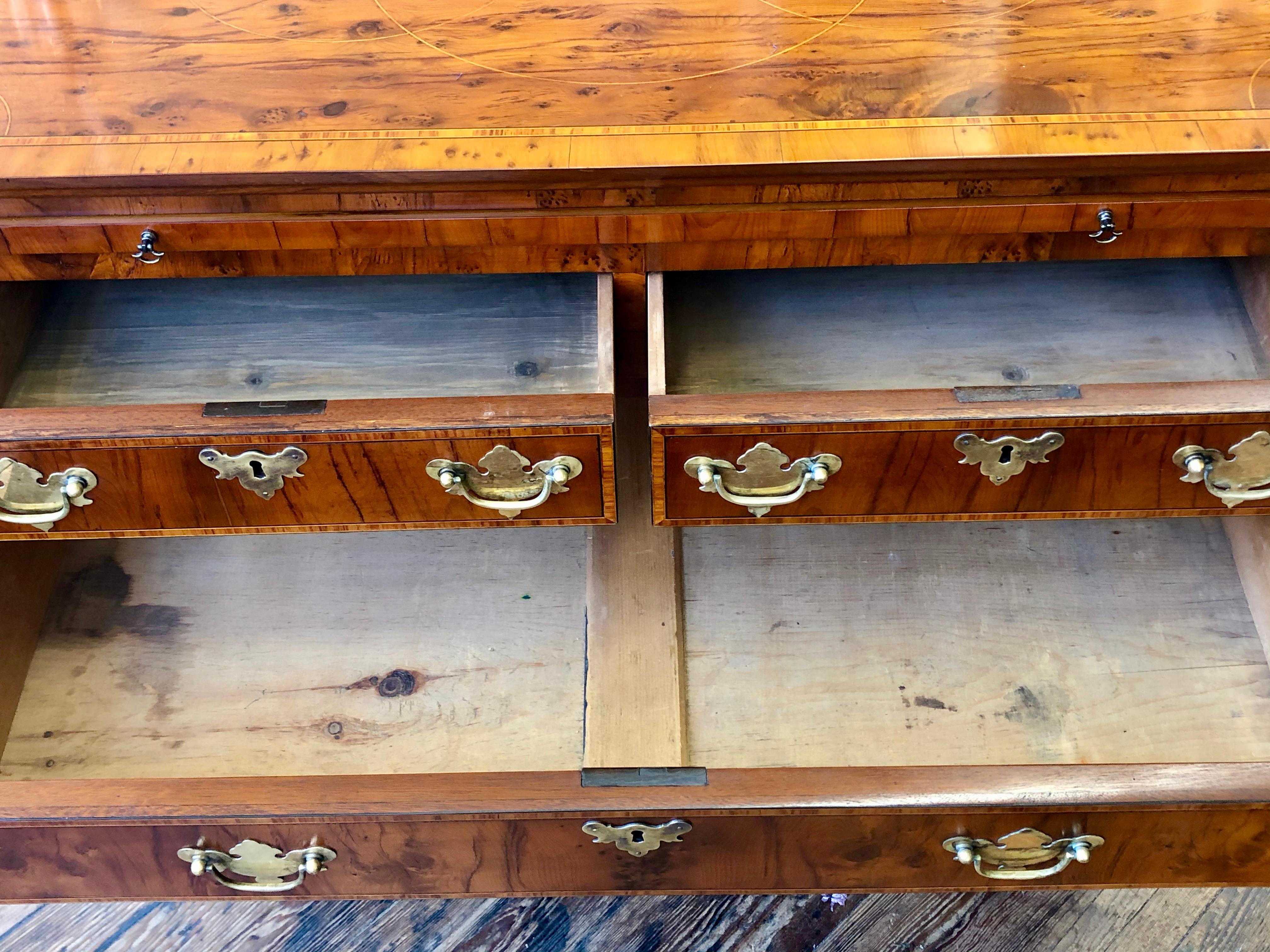 Pair of Extraordinary English Inlaid Yew Wood Bachelor's Chests with Slides 4