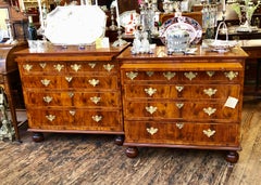 Pair of Extraordinary English Inlaid Yew Wood Bachelor's Chests with Slides