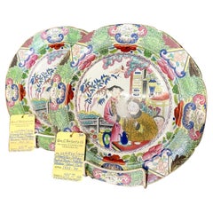 PAIR EXTREMELY RARE Mason's Ironstone "Mandarin" colorful Cabinet Plates
