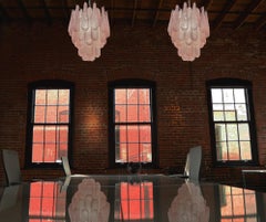 Pair Fabulous Glass Pink Petal Chandeliers, Murano
