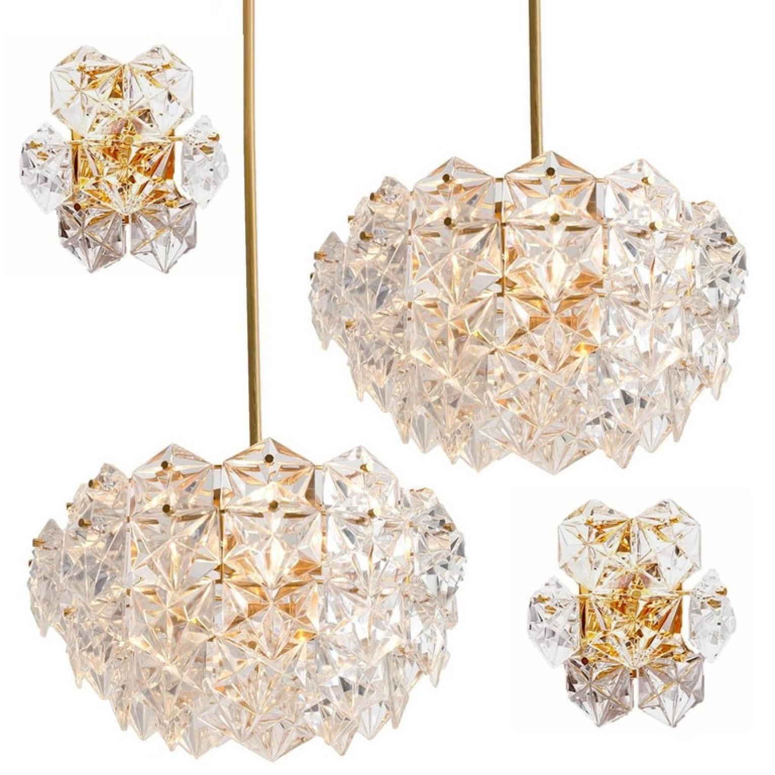 Pair Faceted Crystal and Gilt Sconces by Kinkeldey, Germany For Sale 2