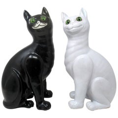 Pair of Faience Pottery Cats, Emile Galle Provenance Lord Iveagh Guinness Family