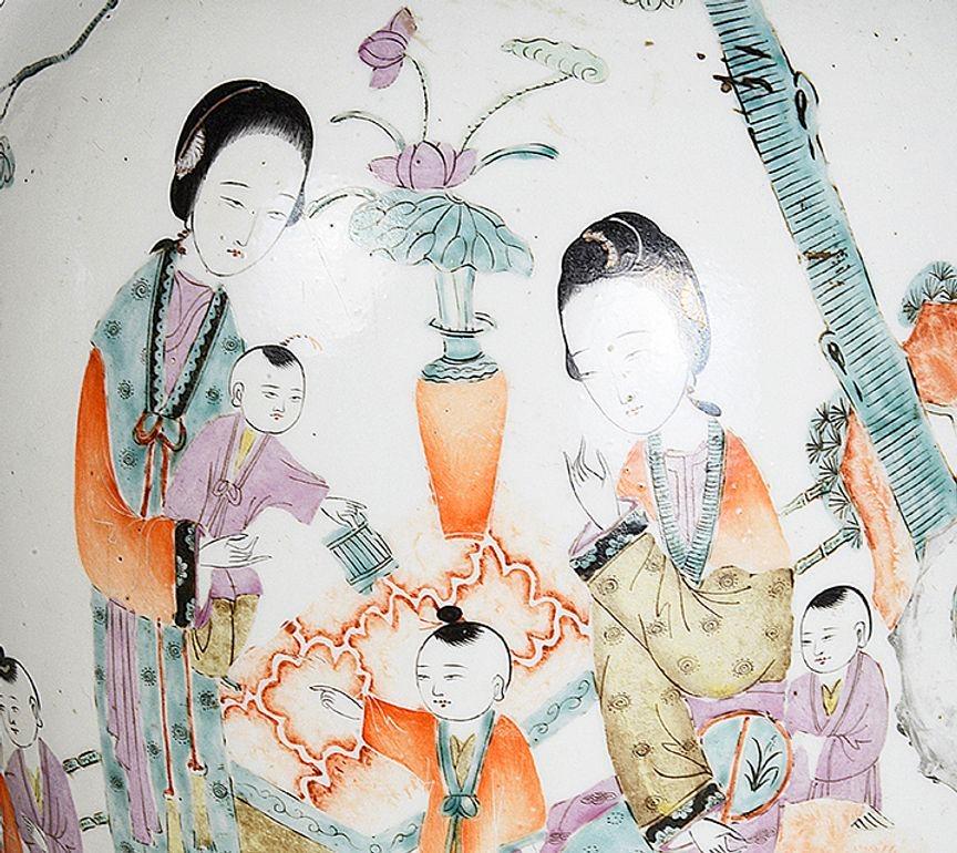 Chinese Pair Famille rose Ginger jars / lamps For Sale