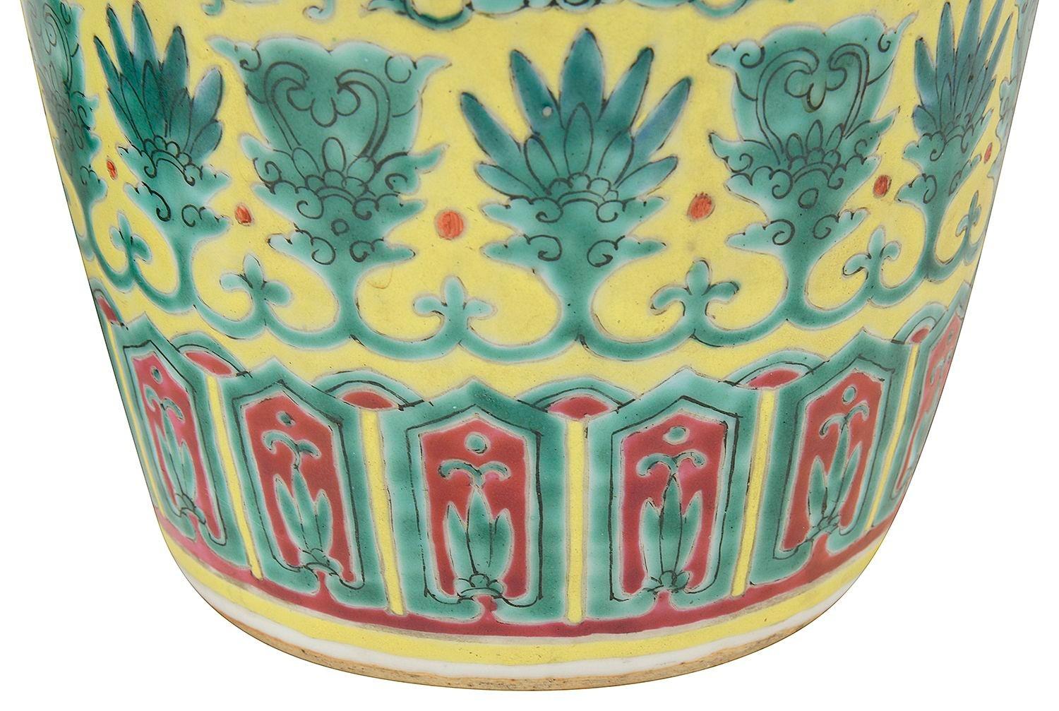 Pair Famille Verte Chinese vases / lamps, 19th Century For Sale 2