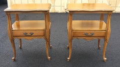 Pair Fancher Furniture French Provincial Style Fruitwood Bedside Tables