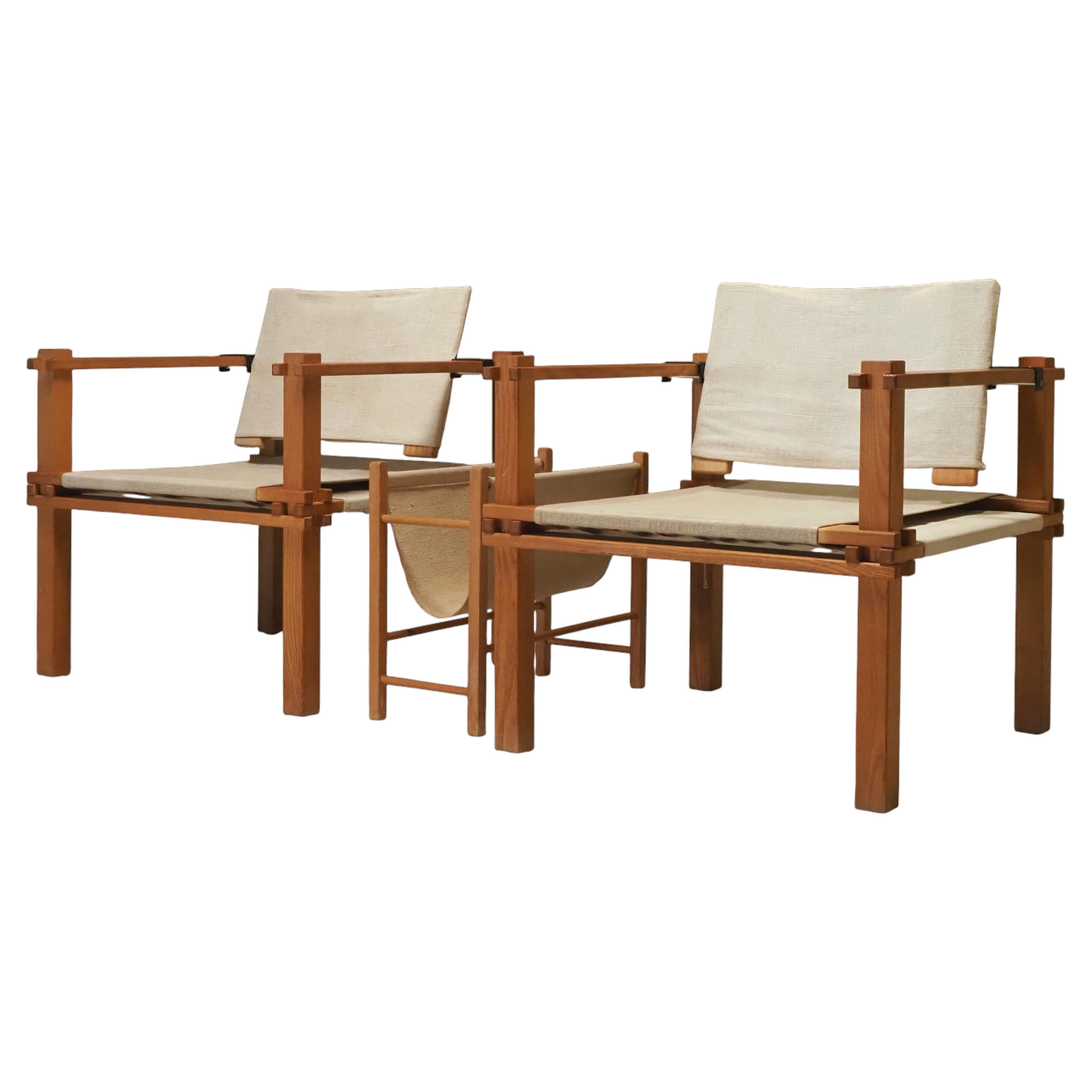 Paire de chaises de fermier et porte-revues par Gerd Lange pour Bofinger, années 1960 en vente