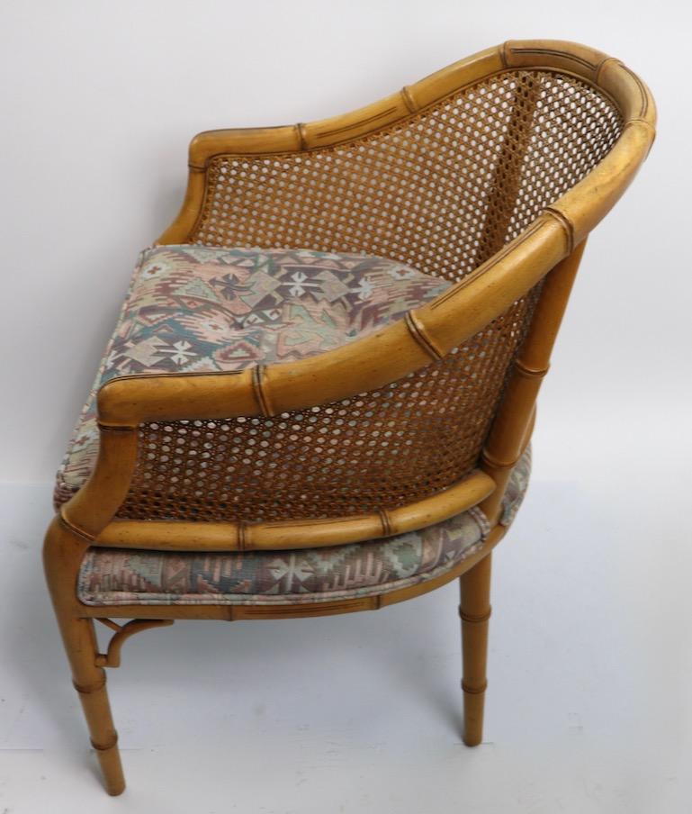 Upholstery Pair of Faux Bamboo Chairs by the Century Chair Company
