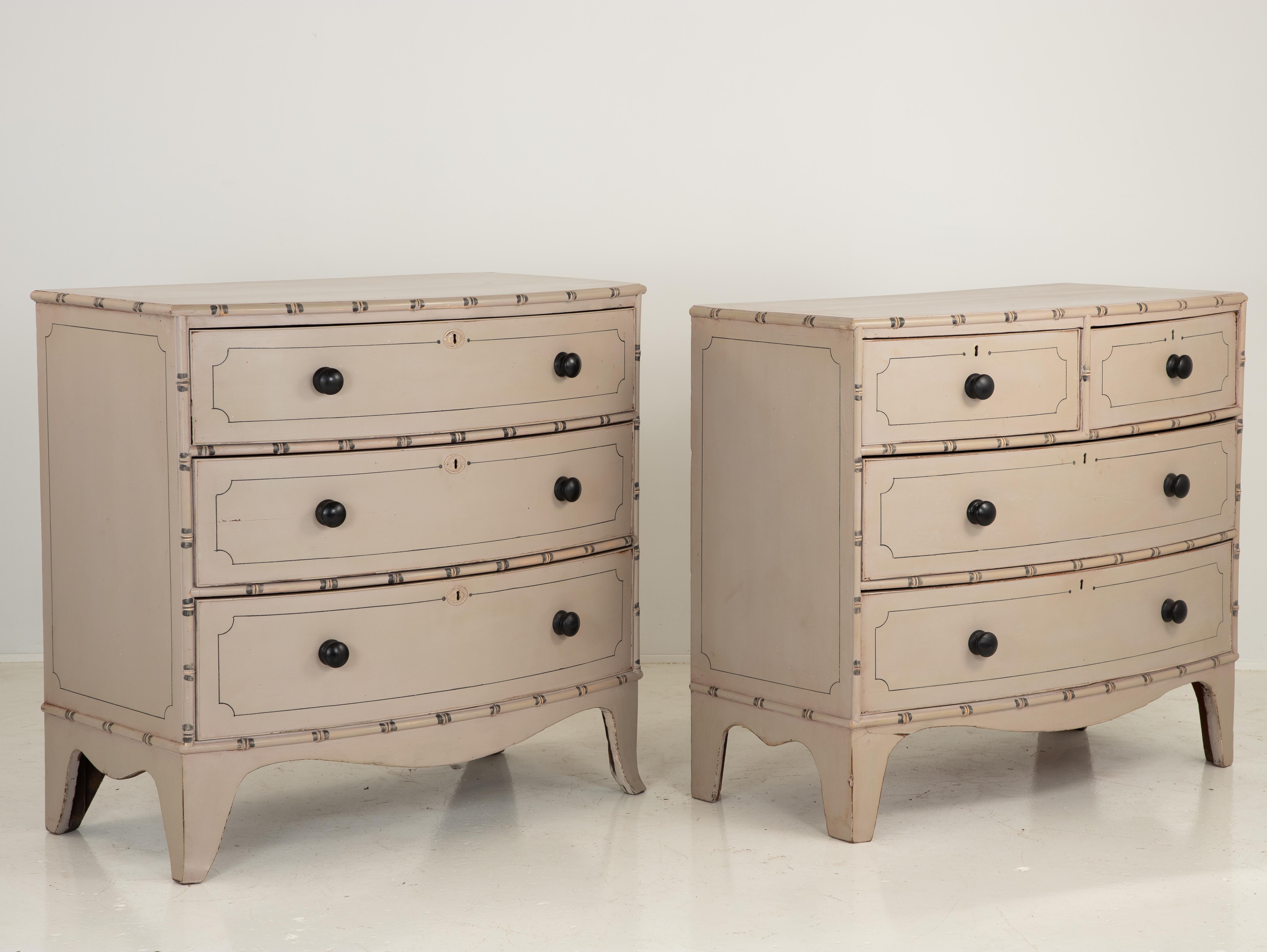Pair Faux Bamboo Chests of Drawers In Good Condition In South Salem, NY