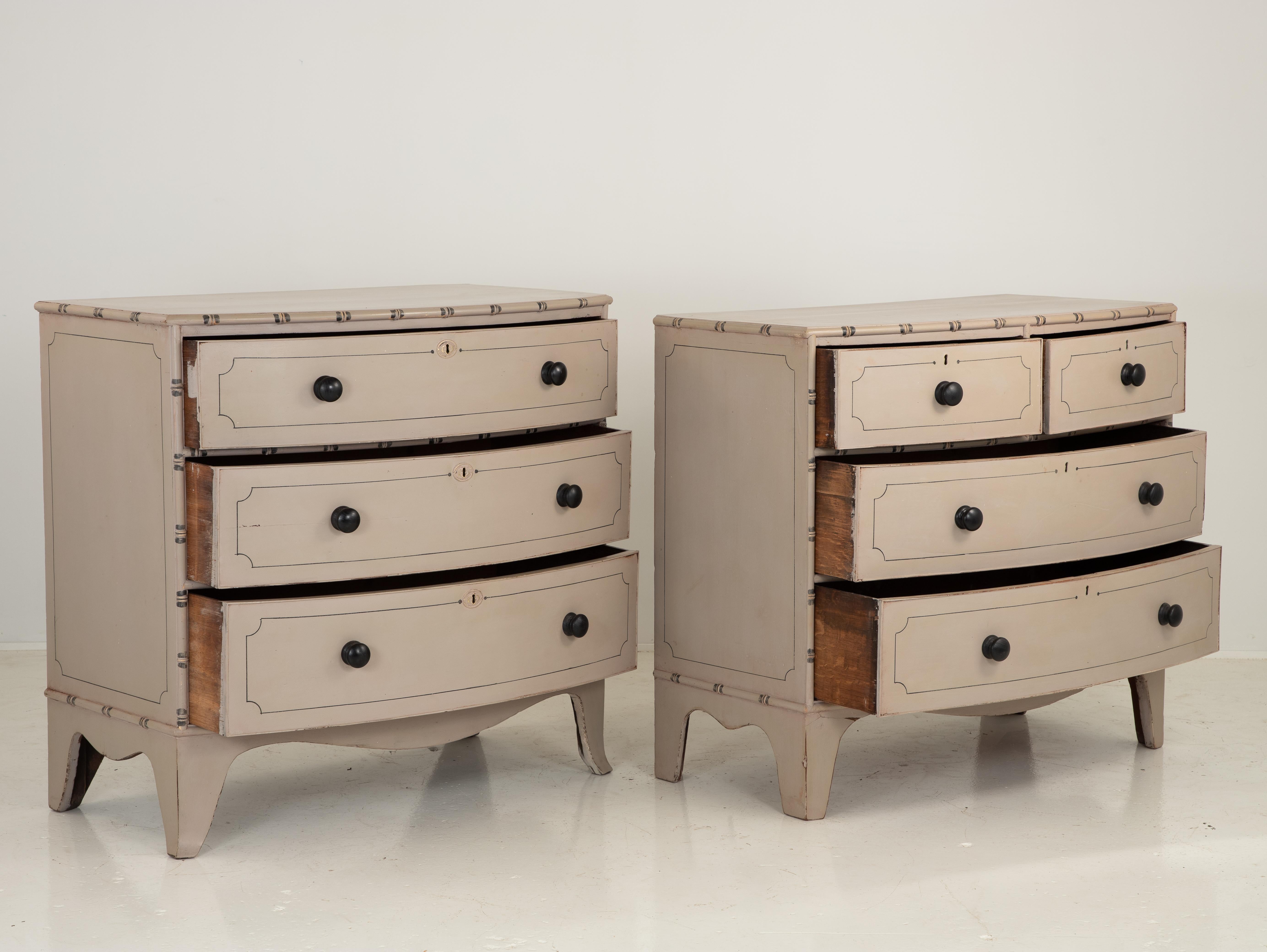 19th Century Pair Faux Bamboo Chests of Drawers