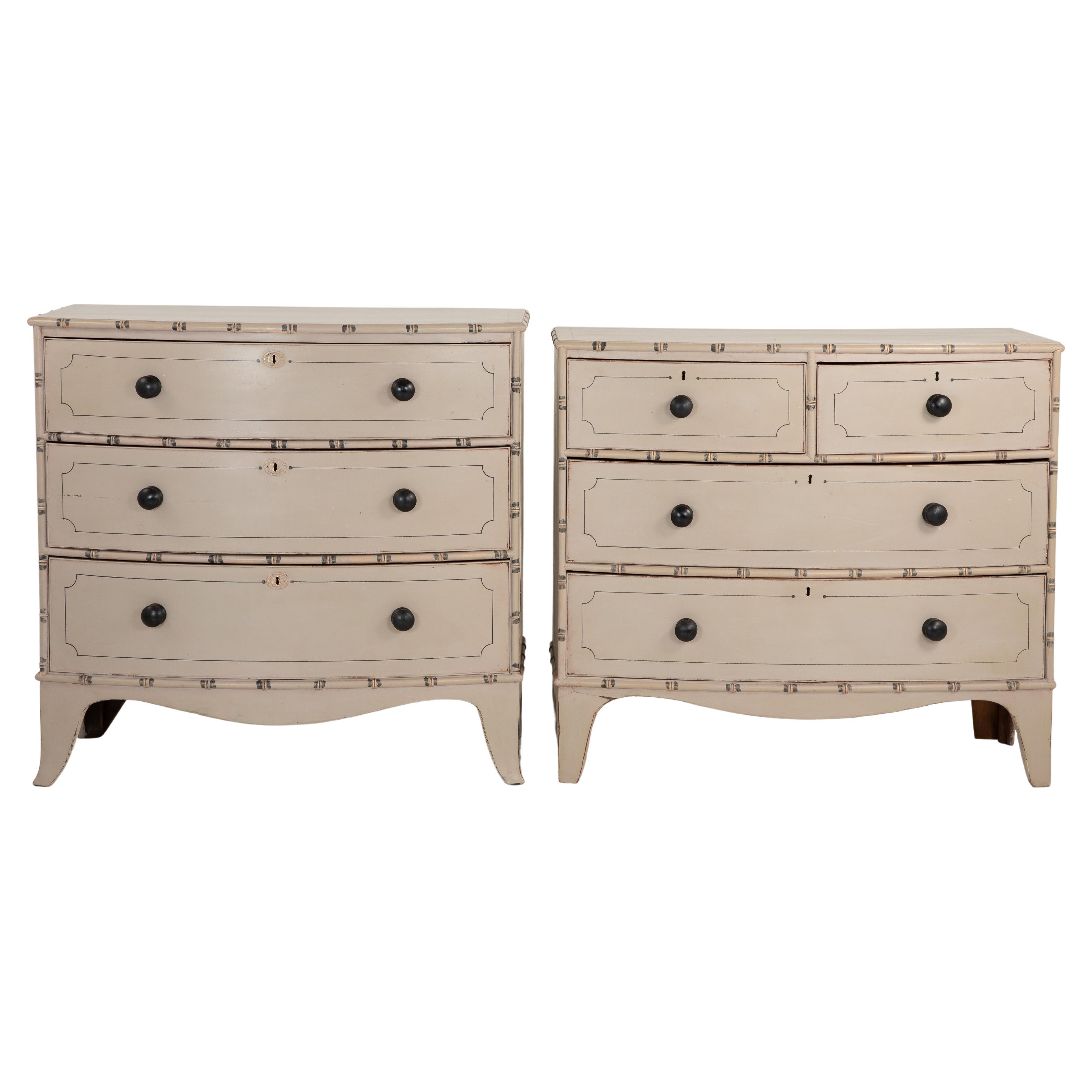 Pair Faux Bamboo Chests of Drawers
