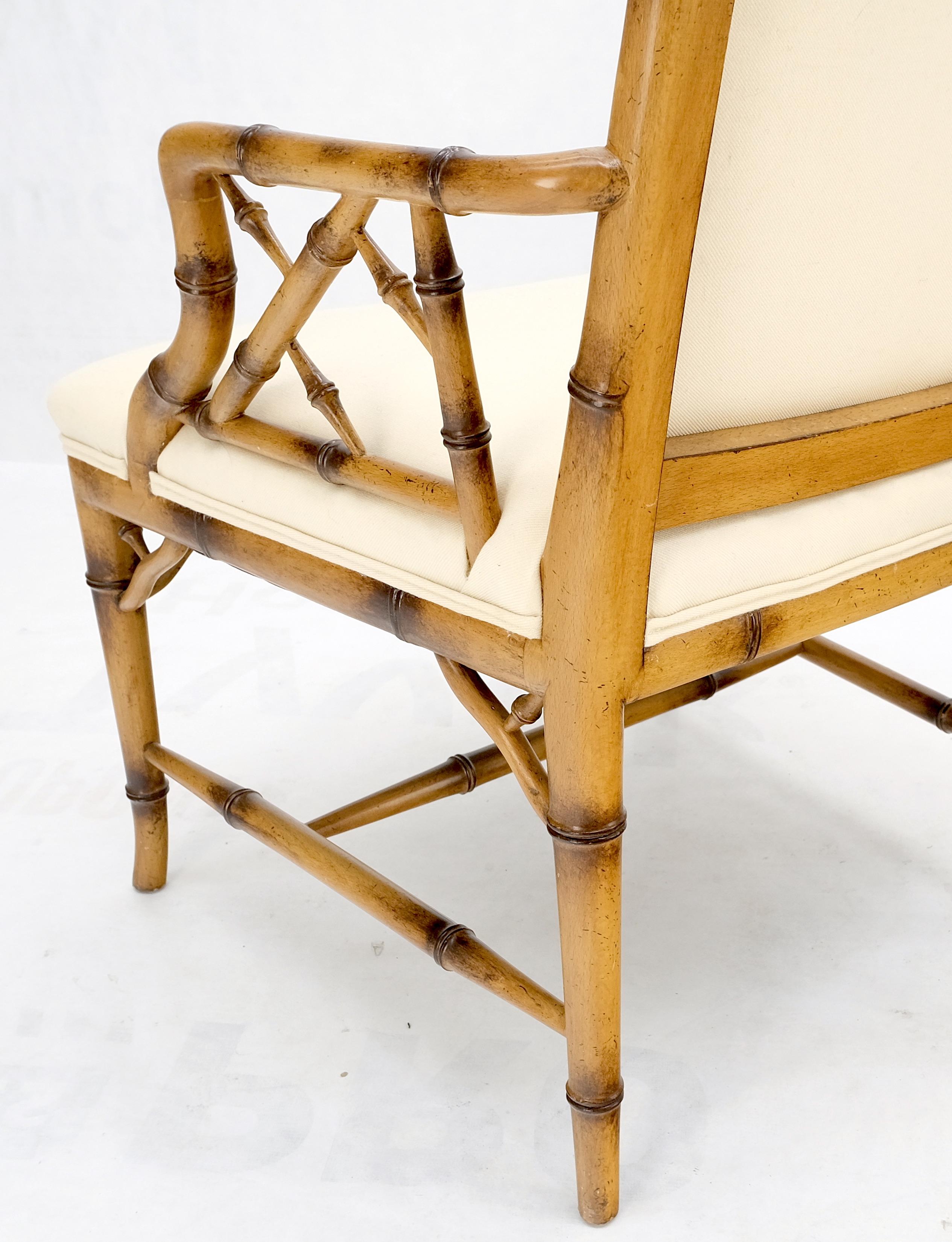 Paar Faux Bambus Schurwolle Polsterung Lounge Arm Feuer Side Chairs MINT! im Zustand „Gut“ im Angebot in Rockaway, NJ
