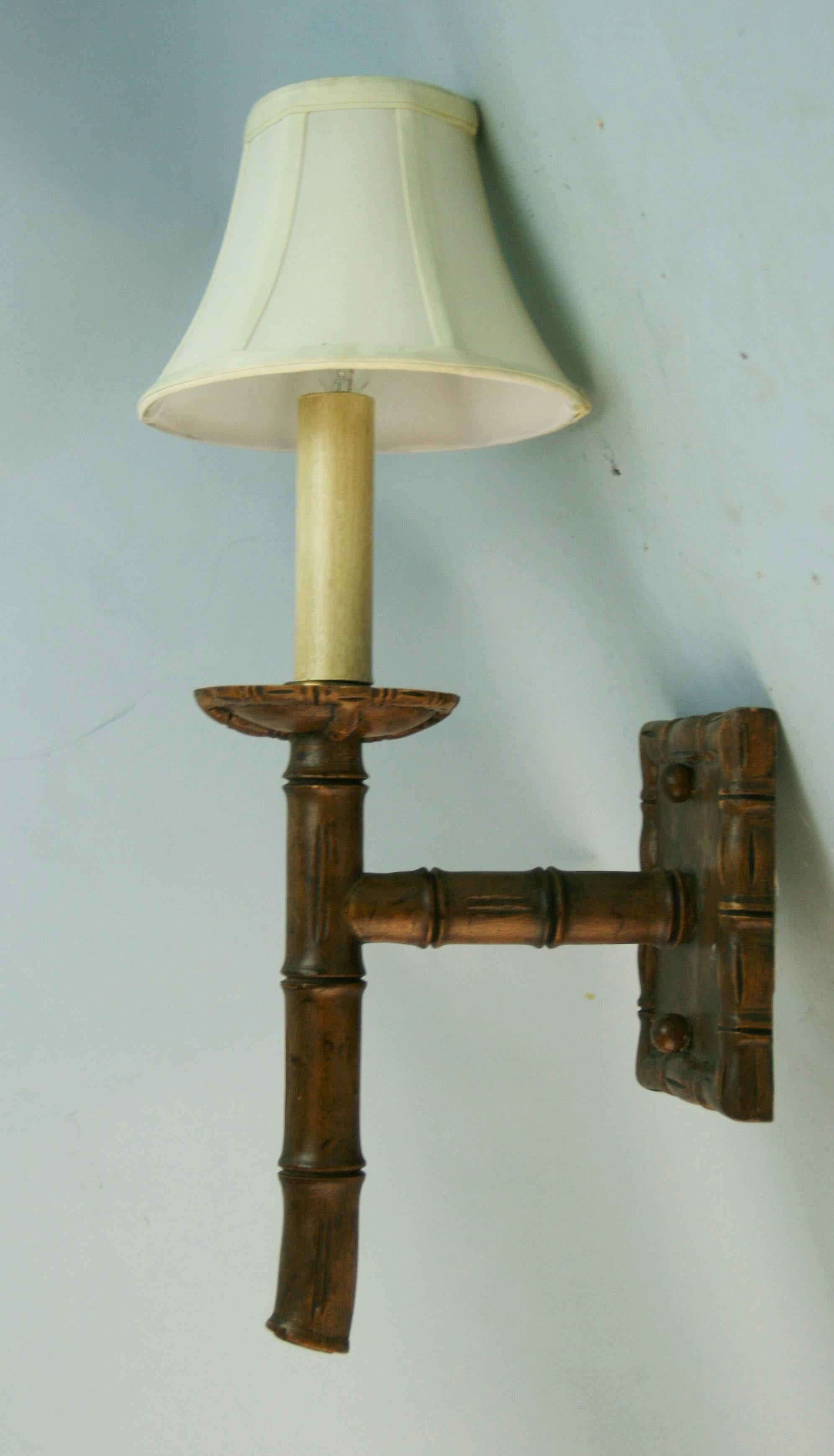 Resin Pair Faux Bamboo Tropical Wall Sconces