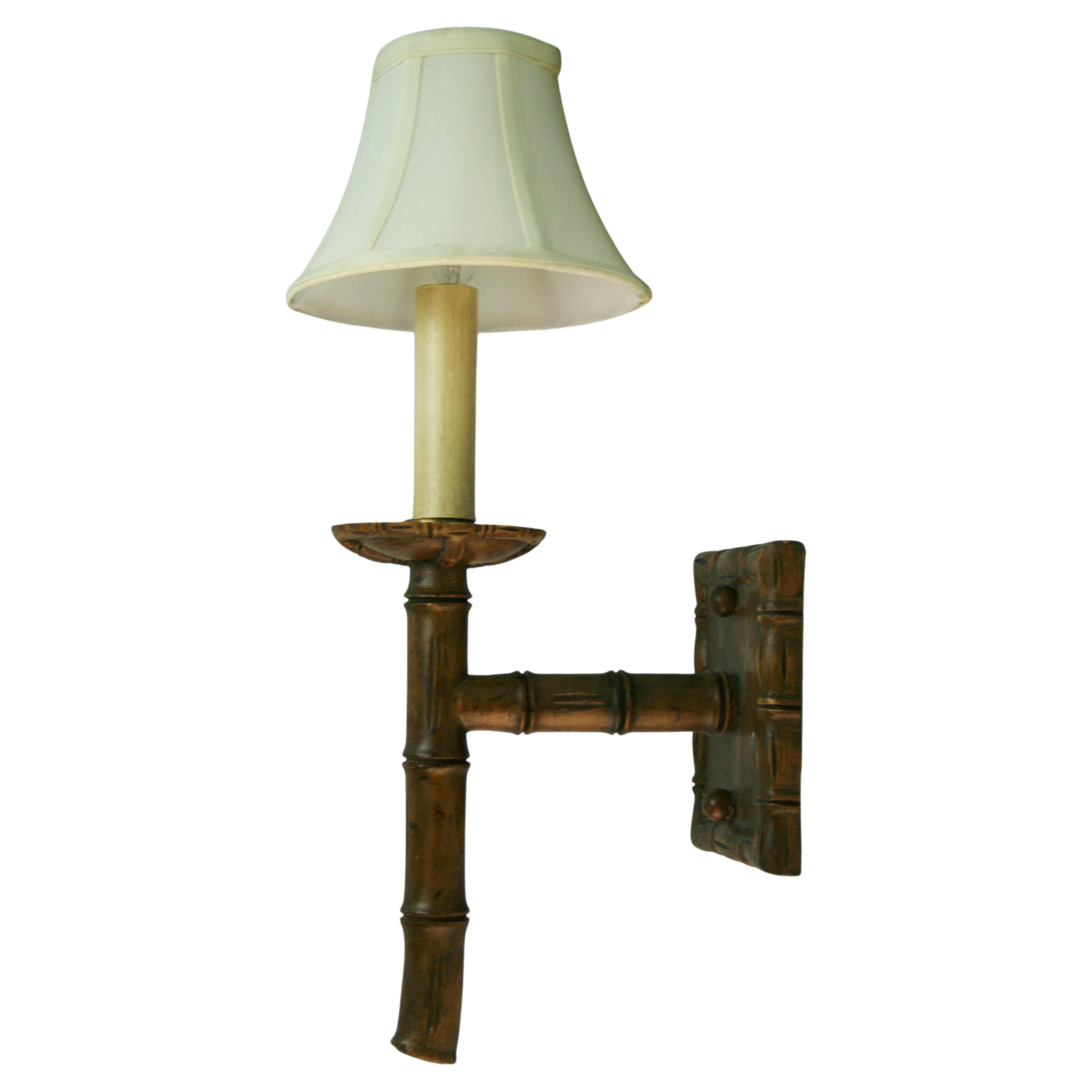Pair Faux Bamboo Tropical Wall Sconces