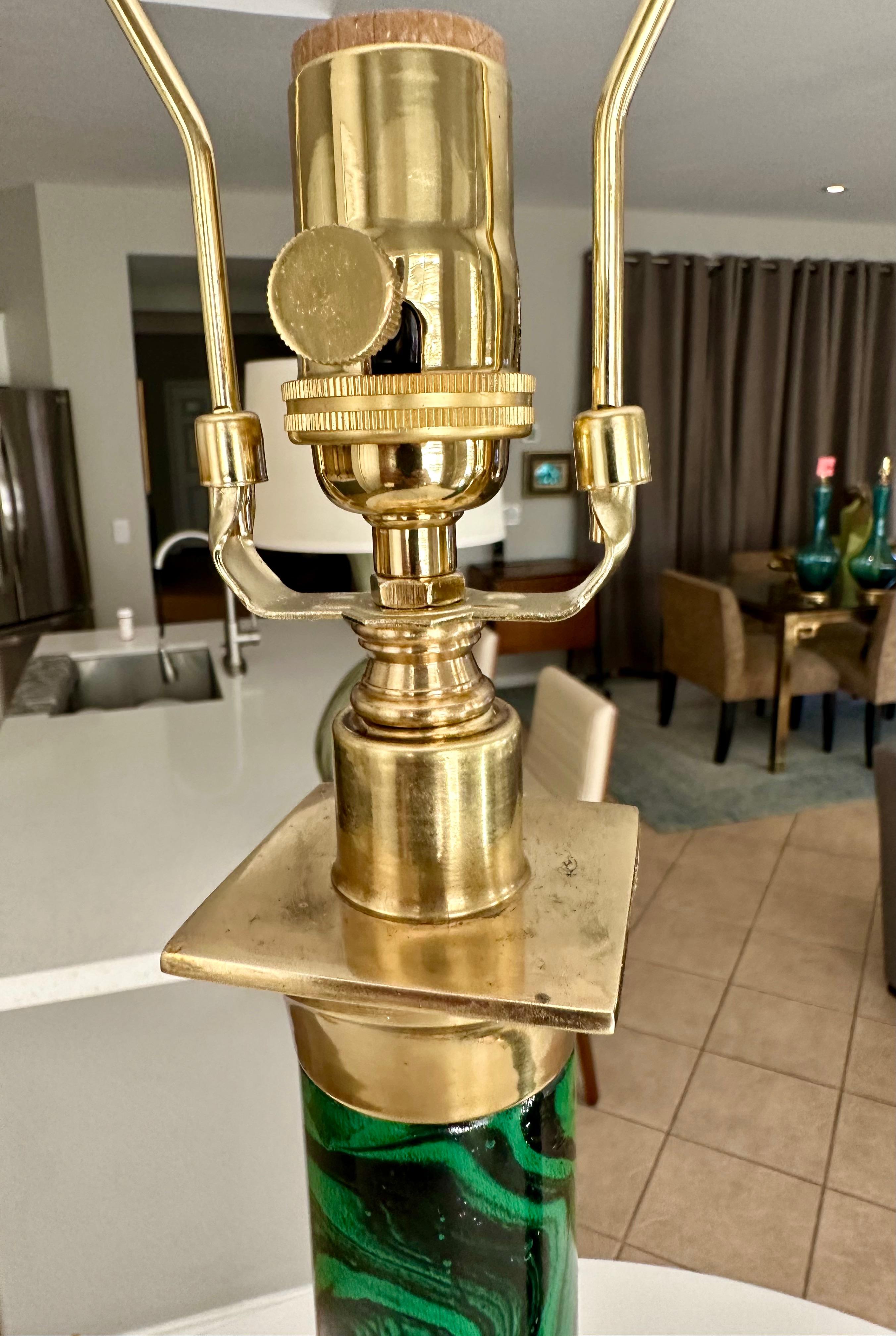 Pareja de lámparas de sobremesa de malaquita de imitación de estilo neoclásico en venta 10