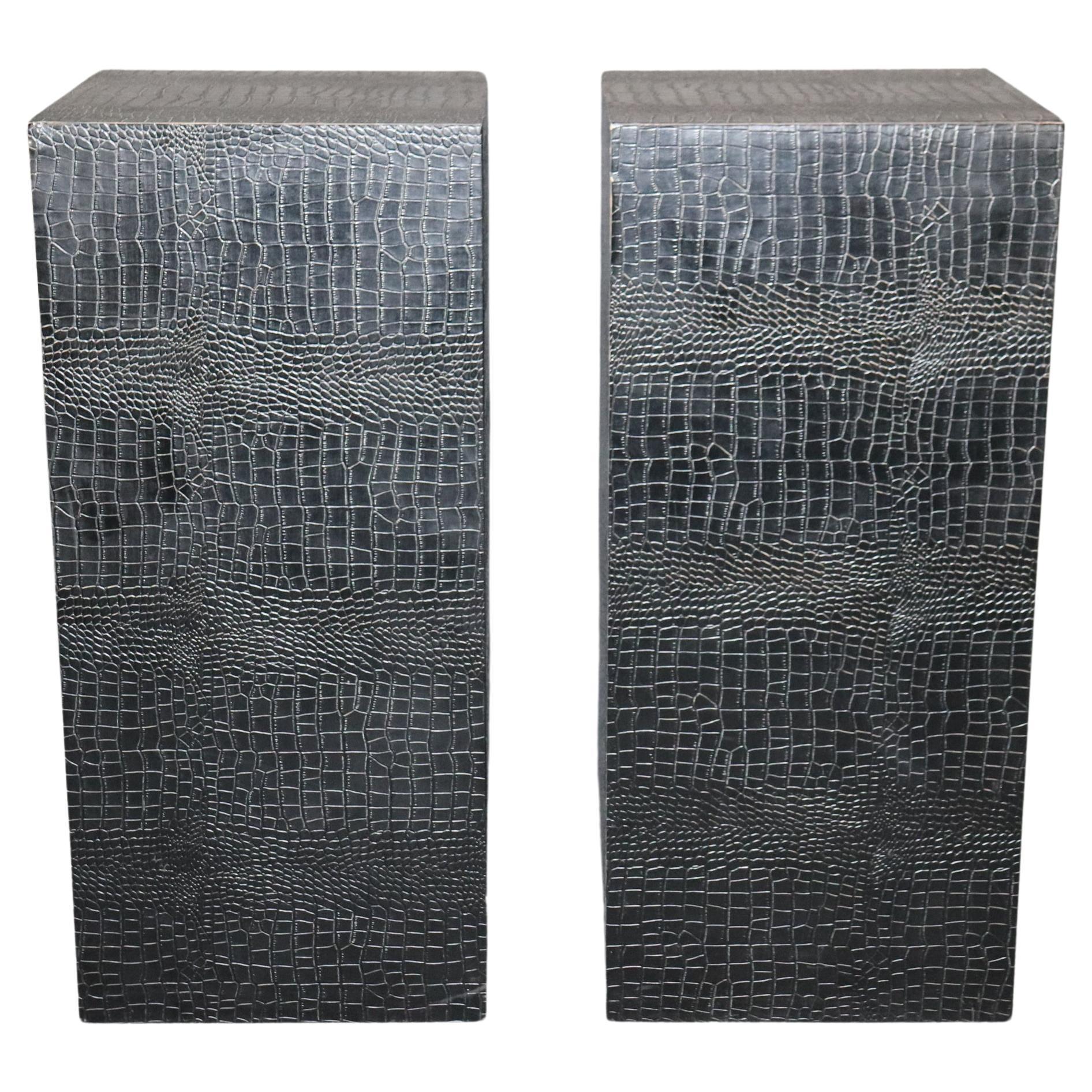 Pair Faux Snake Skin Pedestals For Sale