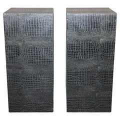 Retro Pair Faux Snake Skin Pedestals