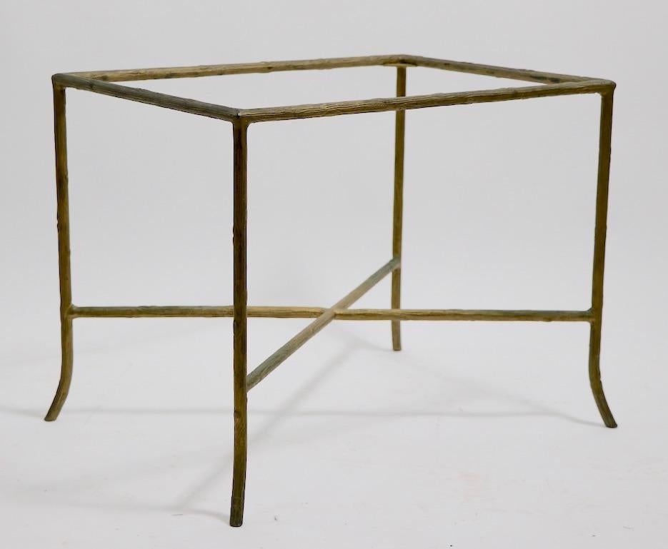 20th Century Pair of Faux Wood Cast Metal and Glass Tables For Sale