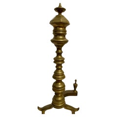 Pair Federal Beehive Ball Claw Brass Andirons
