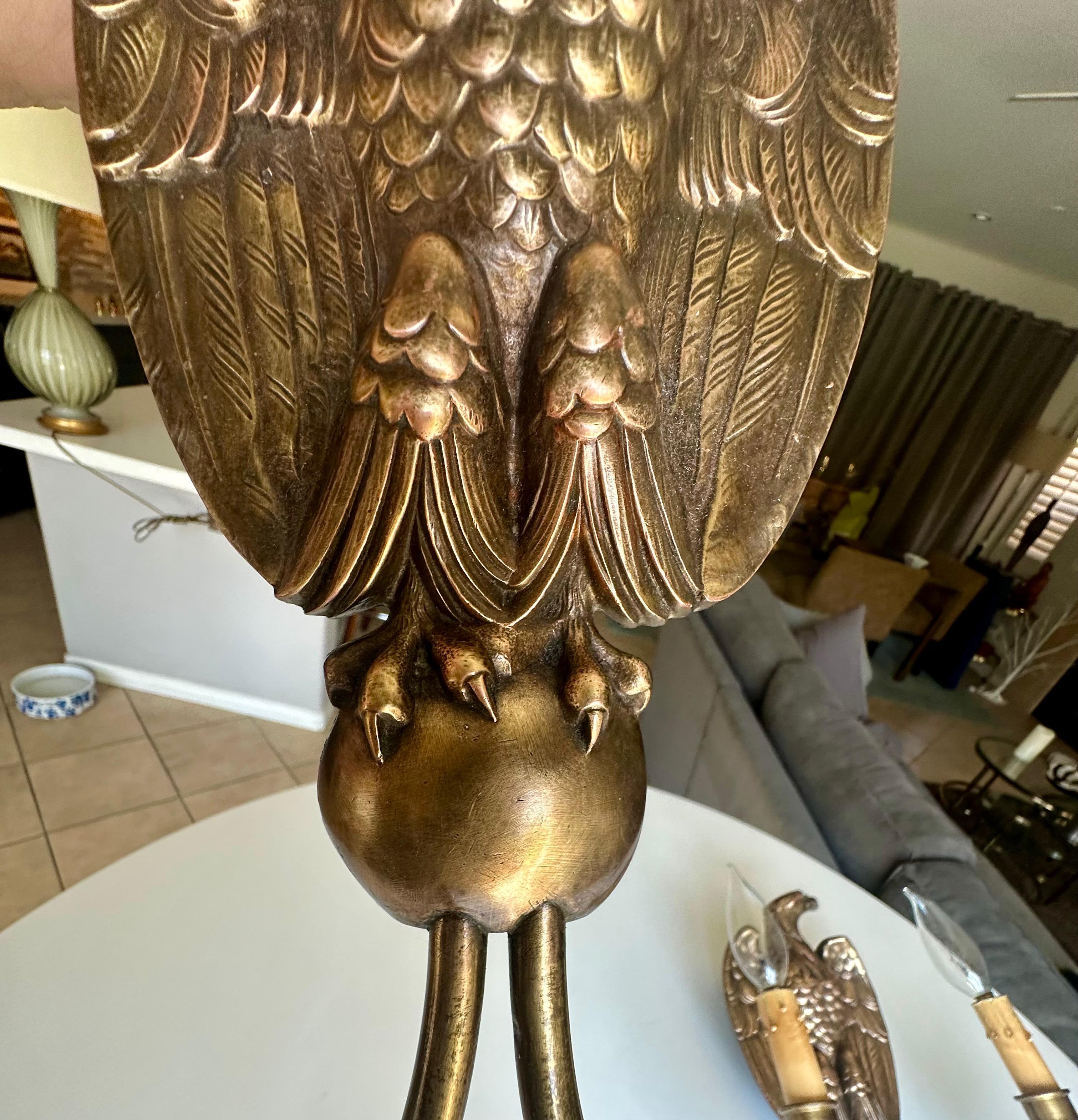 Paire d'appliques à l'aigle de style Feder par Sterling Bronze Co. en vente 5