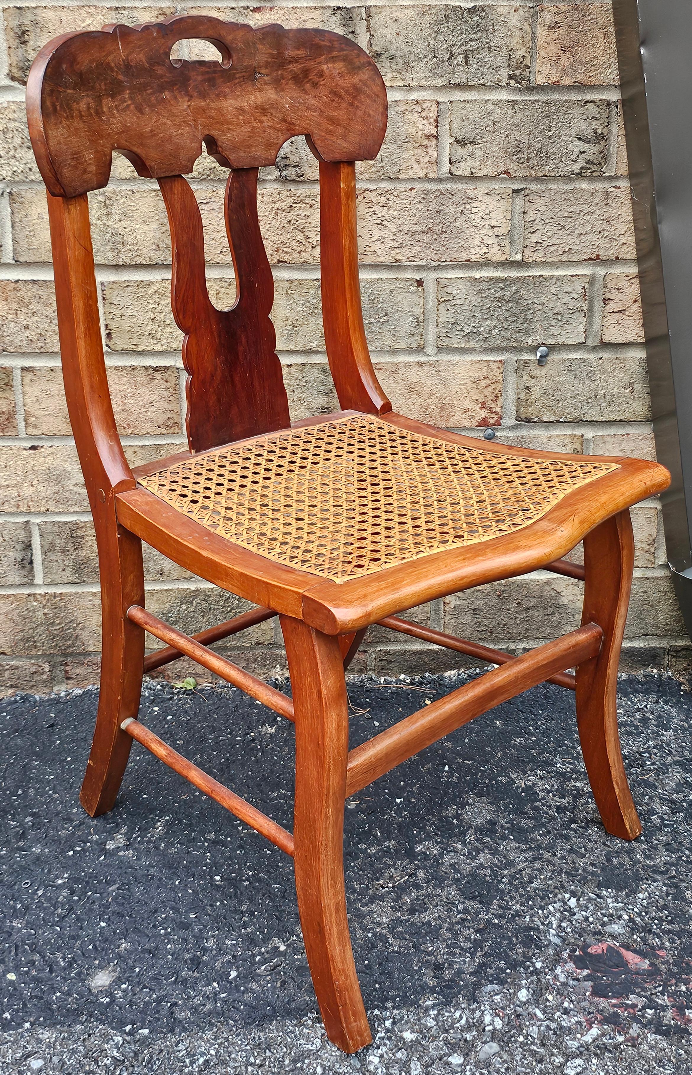 A Pair Federal Style Mahogany back and Maple Frame with Cane Seat Side Chairs.
Measures 18