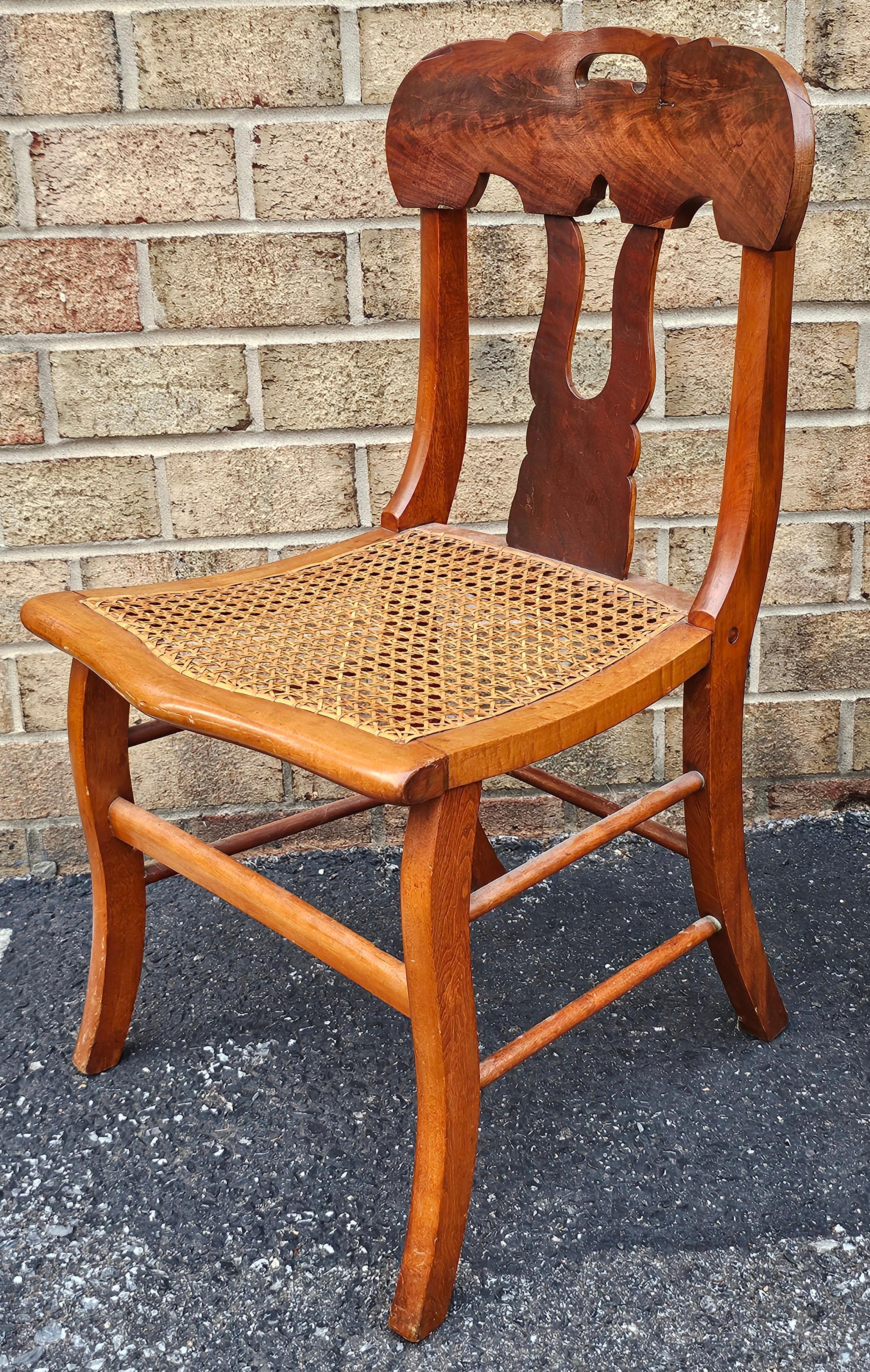 Pair Federal Style Mahogany and Maple with Cane Seat Side Chairs In Good Condition For Sale In Germantown, MD