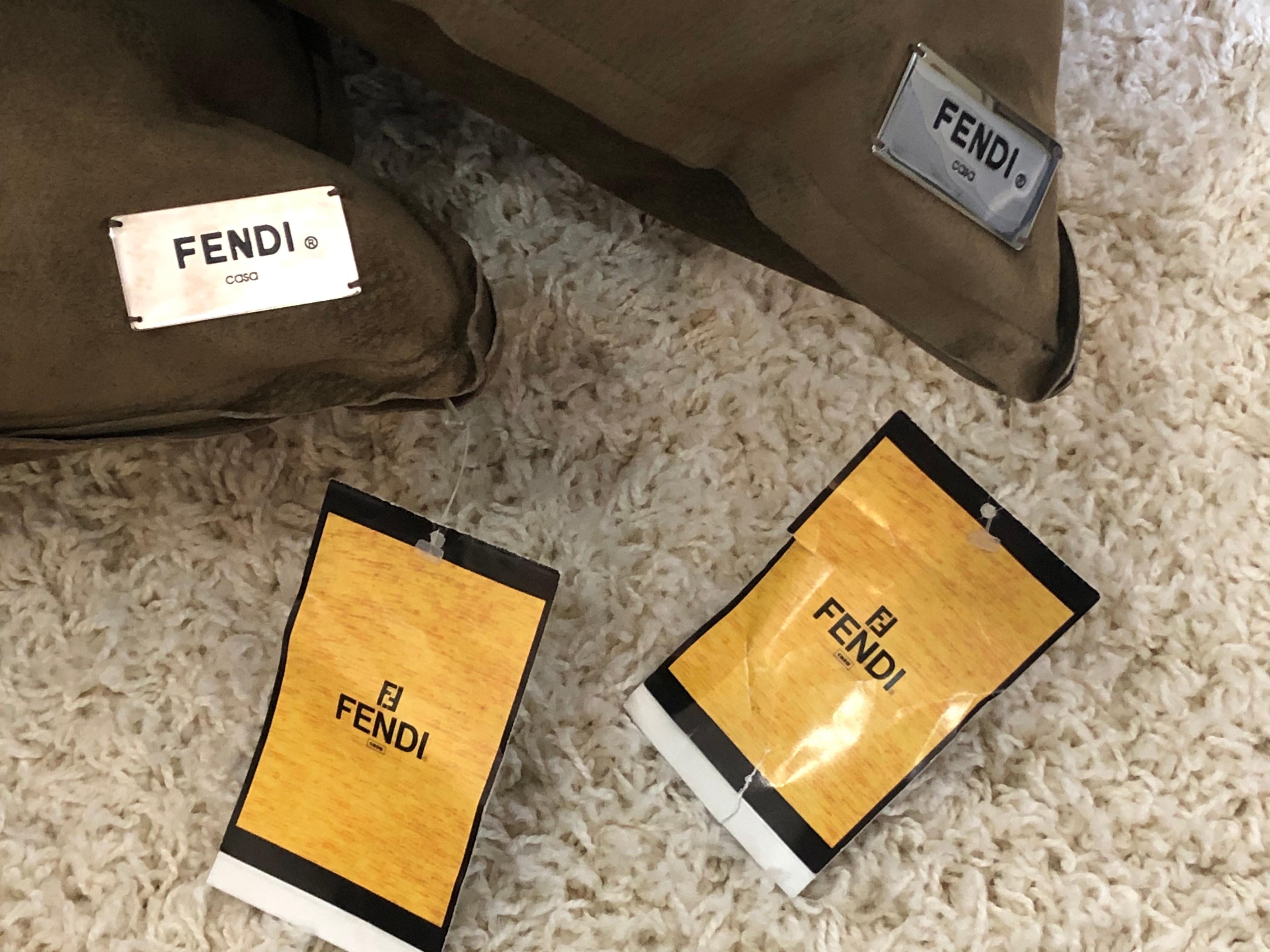 Dyed Pair of Fendi Large Suede Pillows