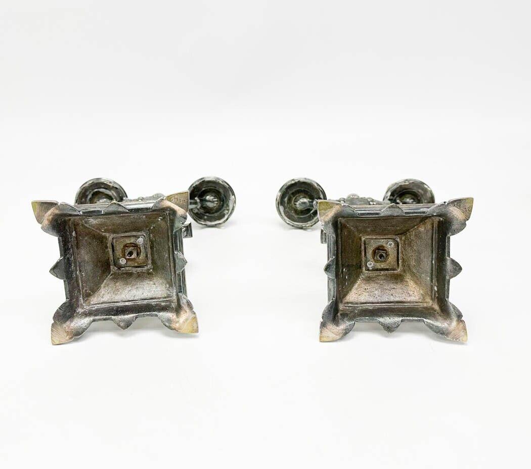  Pair Figural Squires Silver Plate Candlestick Holders circa 1900 For Sale 2