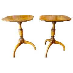 Pair Figured Maple Federal Tilt Top Tables