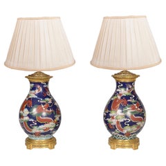 Antique Pair Fine 19th Century Chinese Cloisonné Lamps