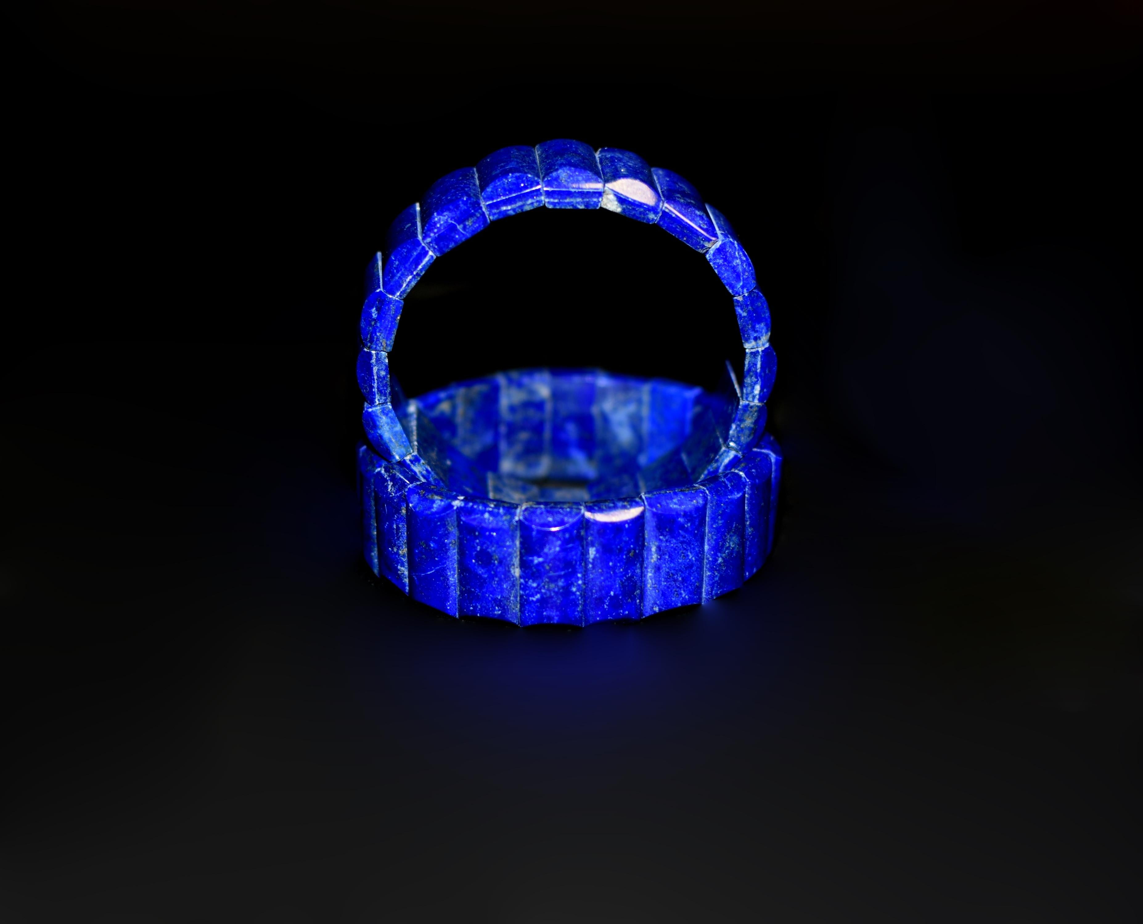 Pair Fine Natural Lapis Lazuli Bracelets For Sale 1