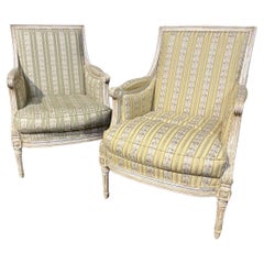 Pair Fine Quality French Bergere Arm Chairs