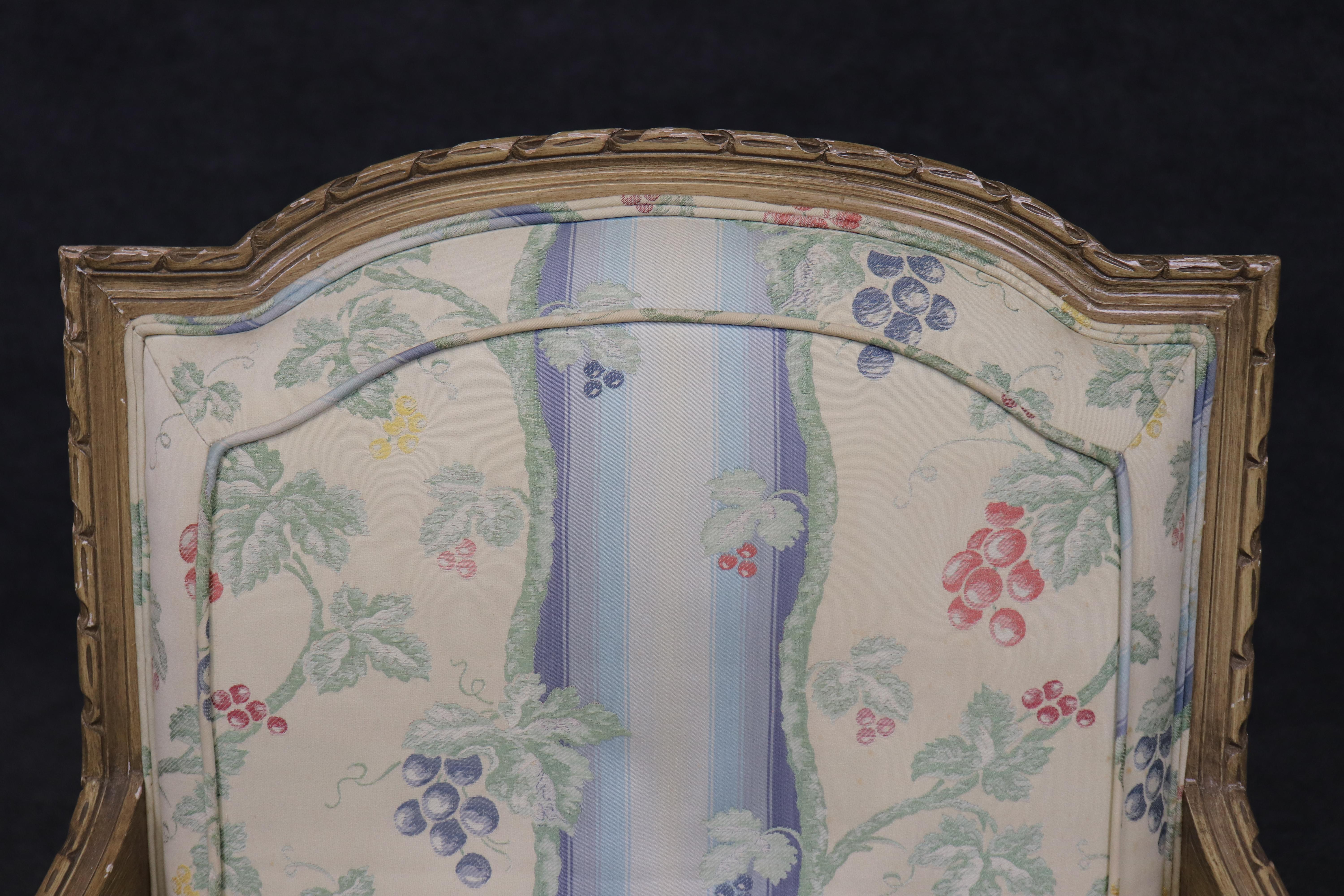 Pair Fine Quality Paint Decorated French Louis XVI Style Armchairs For Sale 6