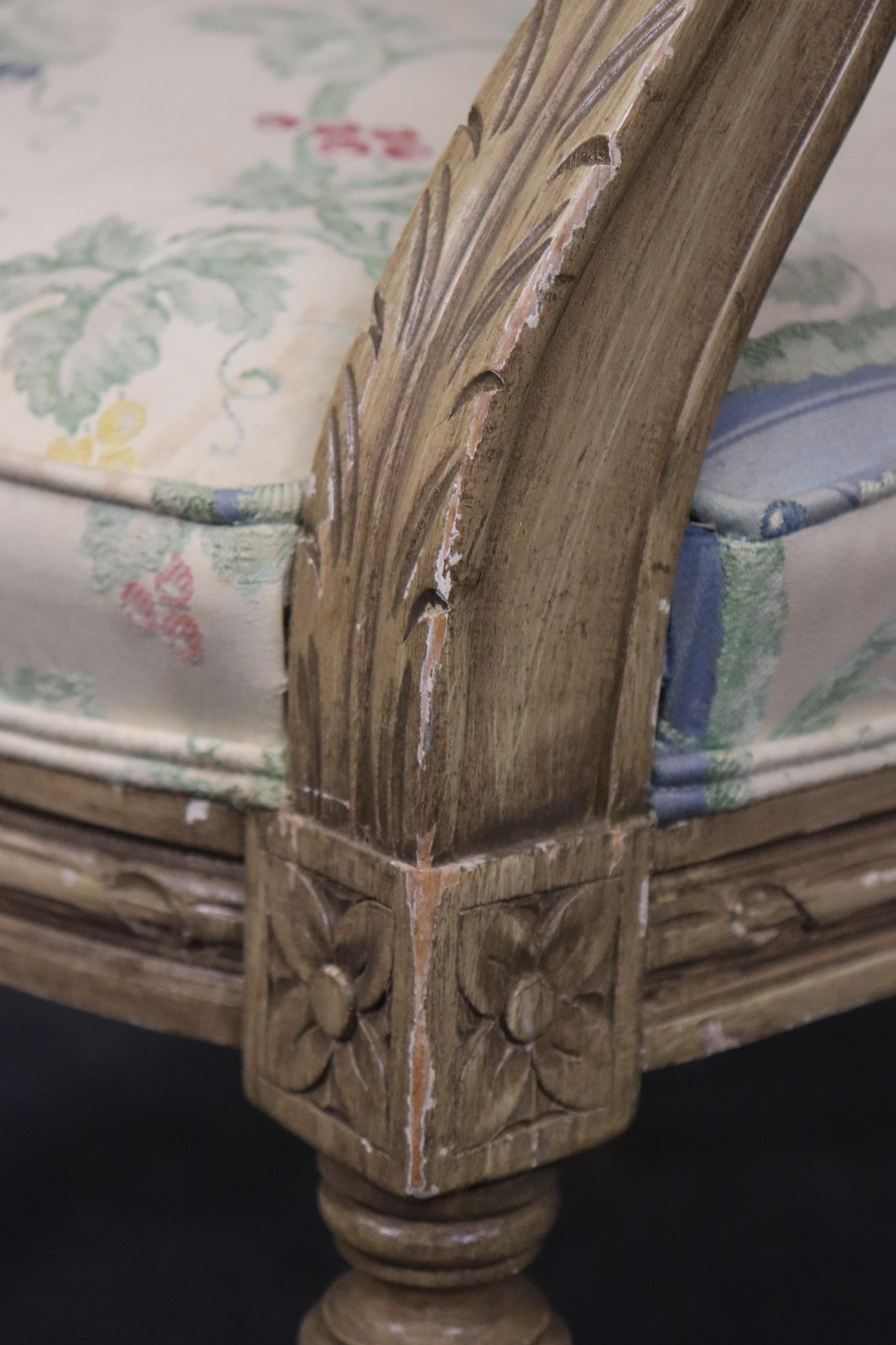 Pair Fine Quality Paint Decorated French Louis XVI Style Armchairs For Sale 11