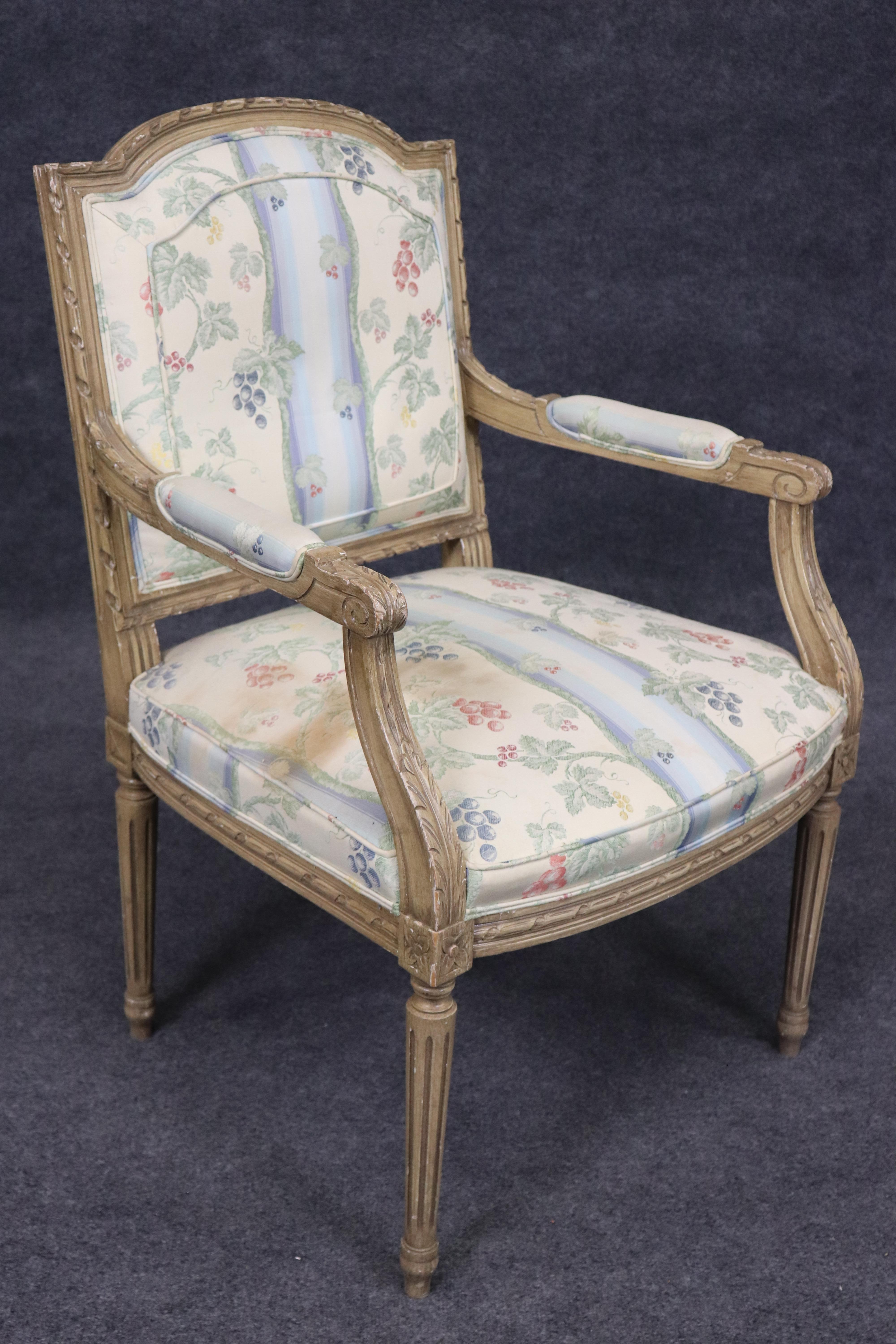 Pair Fine Quality Paint Decorated French Louis XVI Style Armchairs For Sale 1