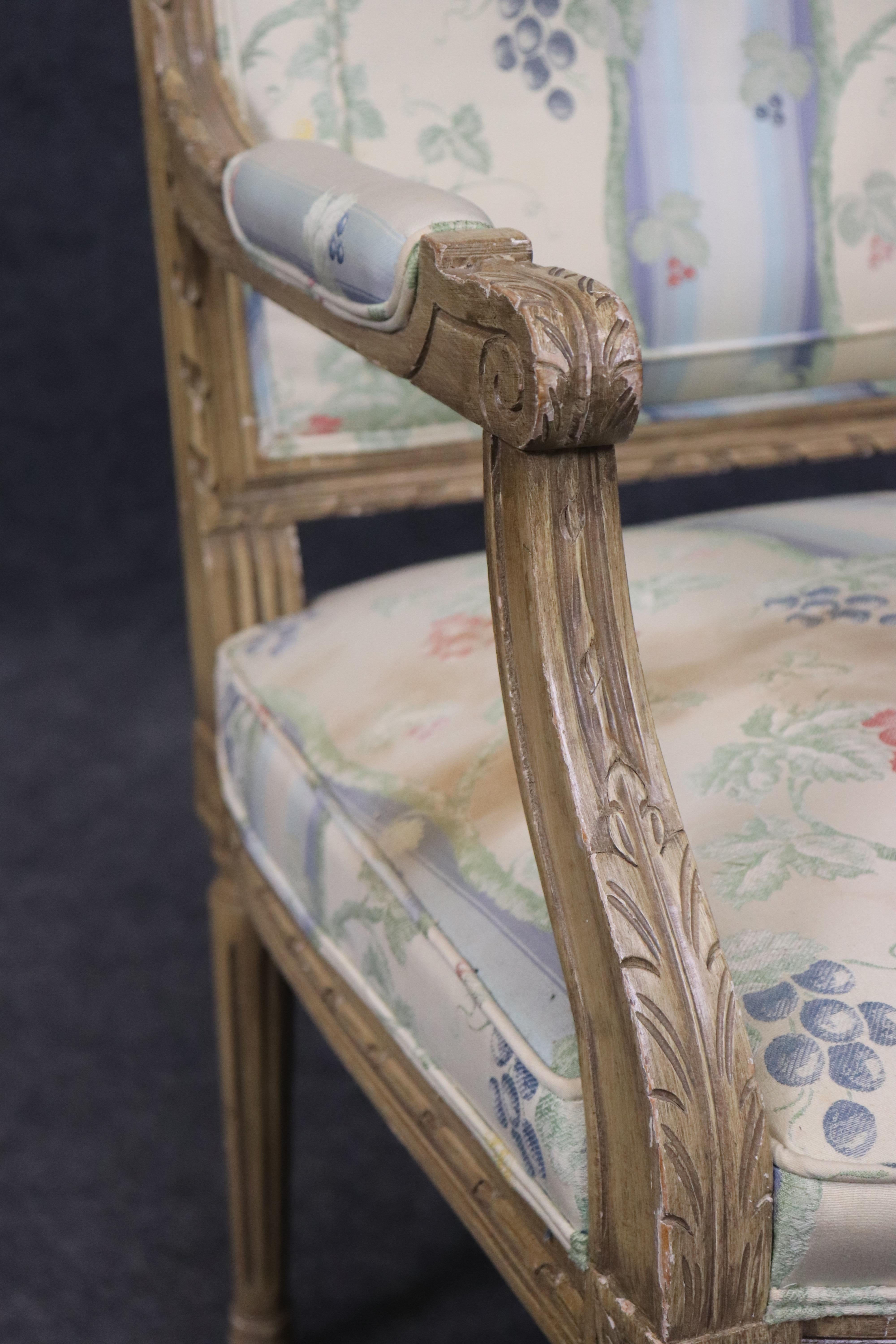 Pair Fine Quality Paint Decorated French Louis XVI Style Armchairs For Sale 4