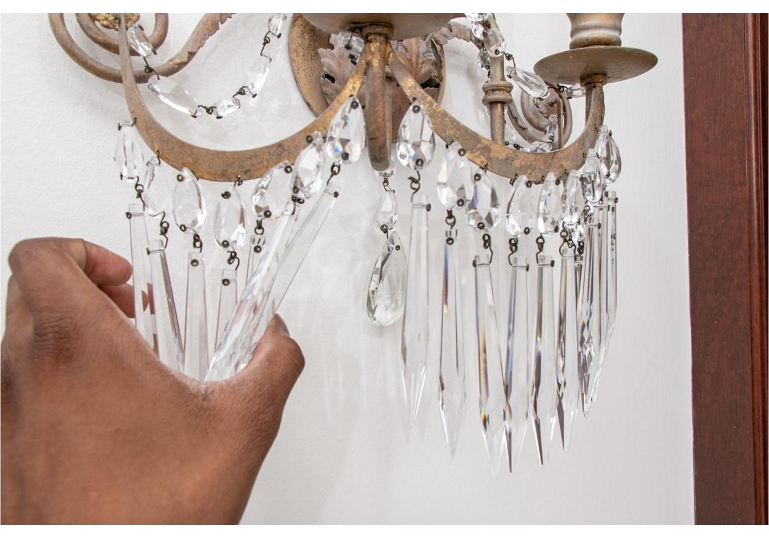 Par de Apliques de Cristal de Dos Luces Finos en venta 6