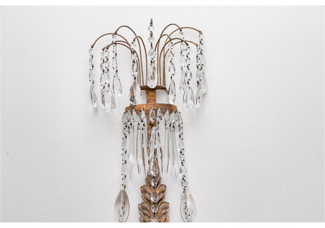 Par de Apliques de Cristal de Dos Luces Finos Metal en venta