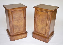 Pair Fine Victorian Burr Wanut Bedside Cupboards